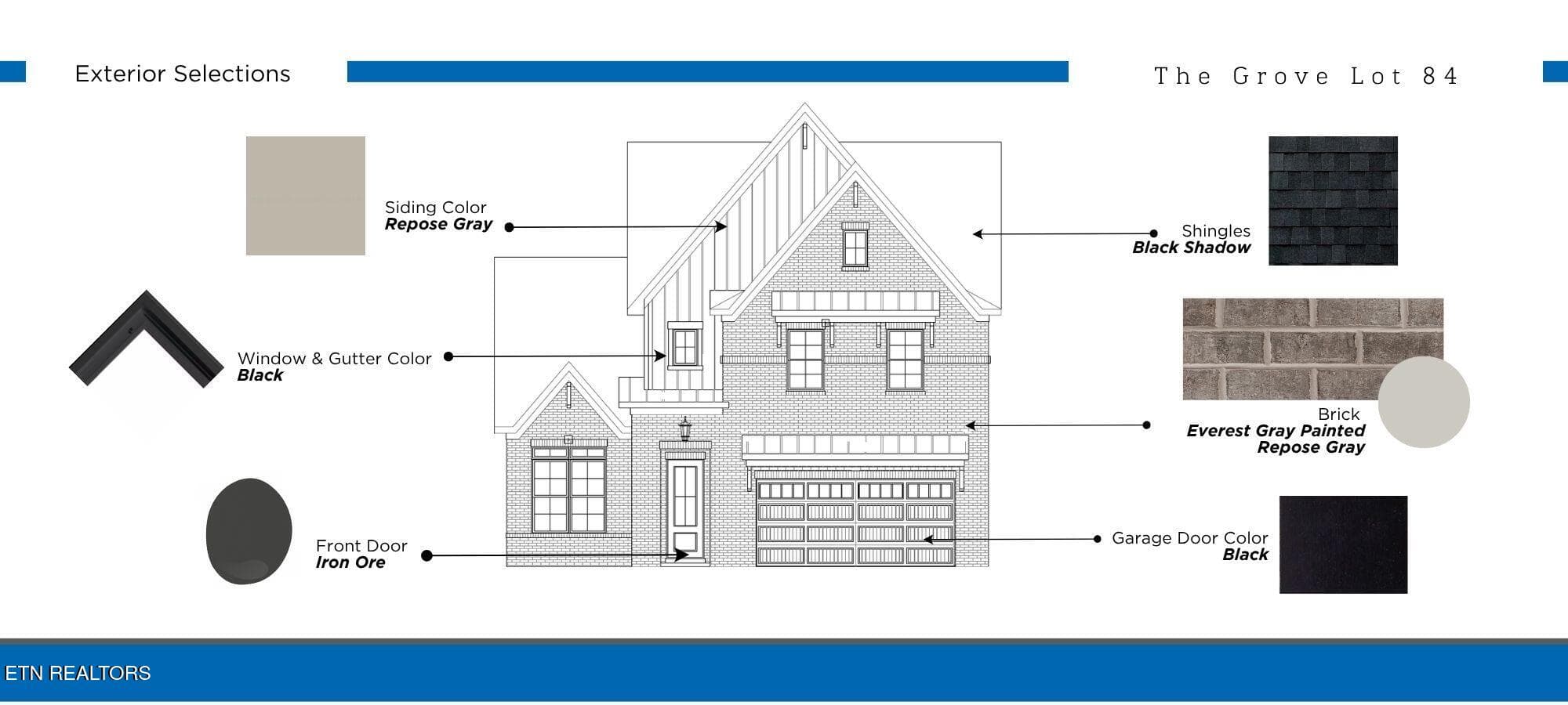 GROVE84 EXTERIOR SELECTIONS BOARD - 1038 Branch Hook Rd - Lot 84, Knoxville, TN 37934, Knoxville