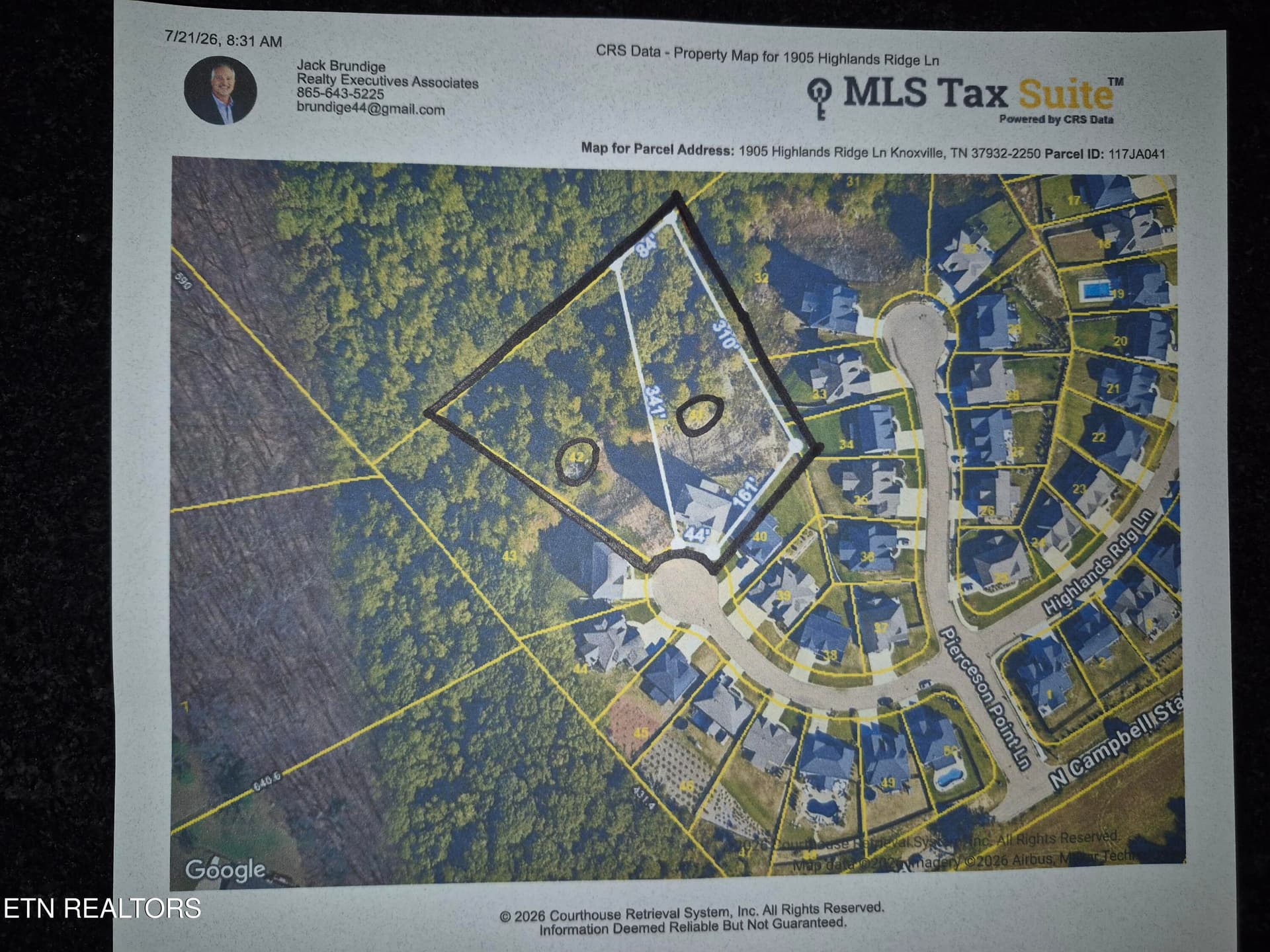 Tax Records Map 2 - 1905 Highlands Ridge Lane, Knoxville, TN 37932