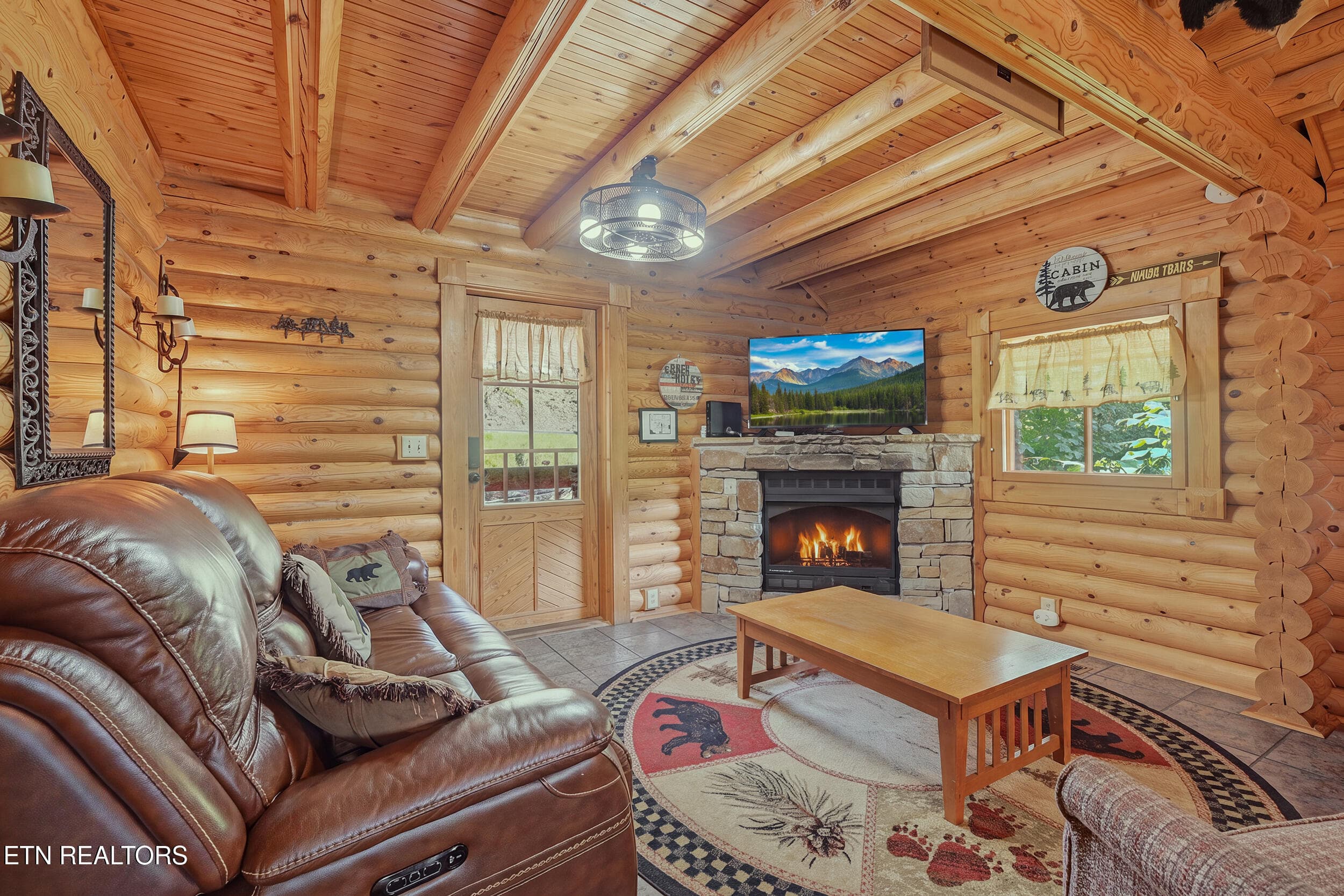 Living room w/gas log fp - 917 Pine Cone Way, Gatlinburg, TN 37738, Gatlinburg