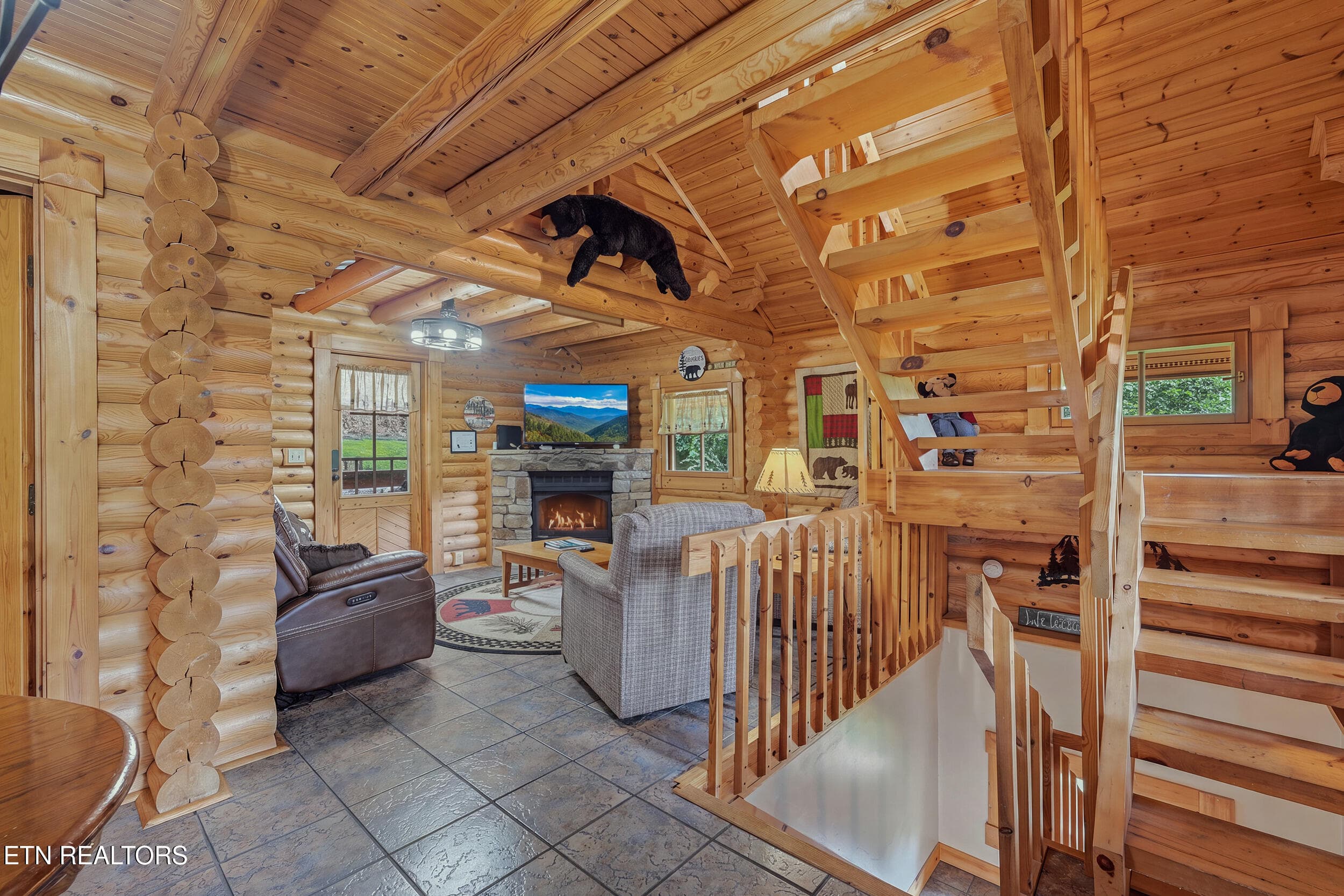 Stair leading to loft area & lower level - 917 Pine Cone Way, Gatlinburg, TN 37738, Gatlinburg