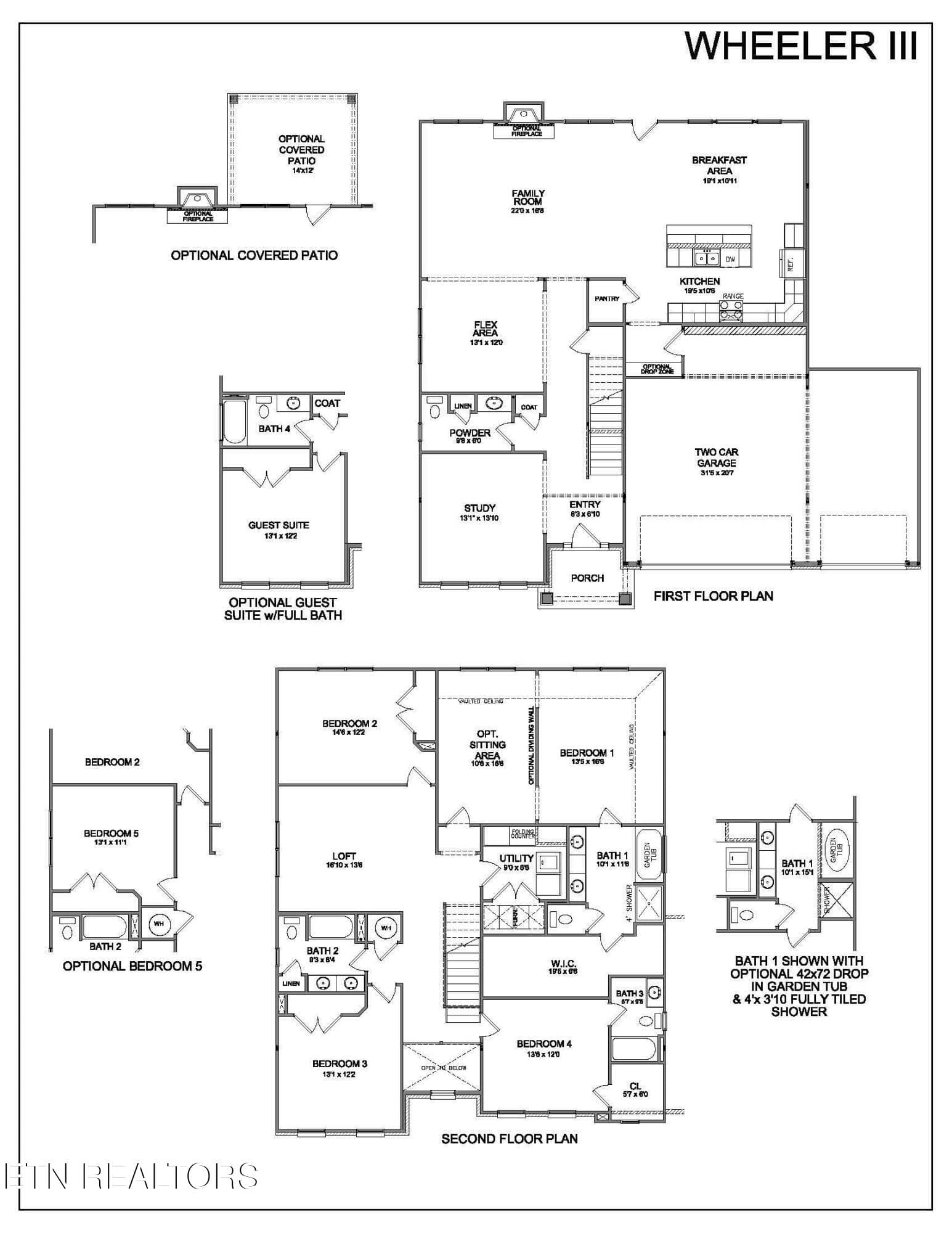 Wheeler III 3 car floor plan - 12263 Bethel Hollow Drive, Knoxville, TN 37932, Knoxville