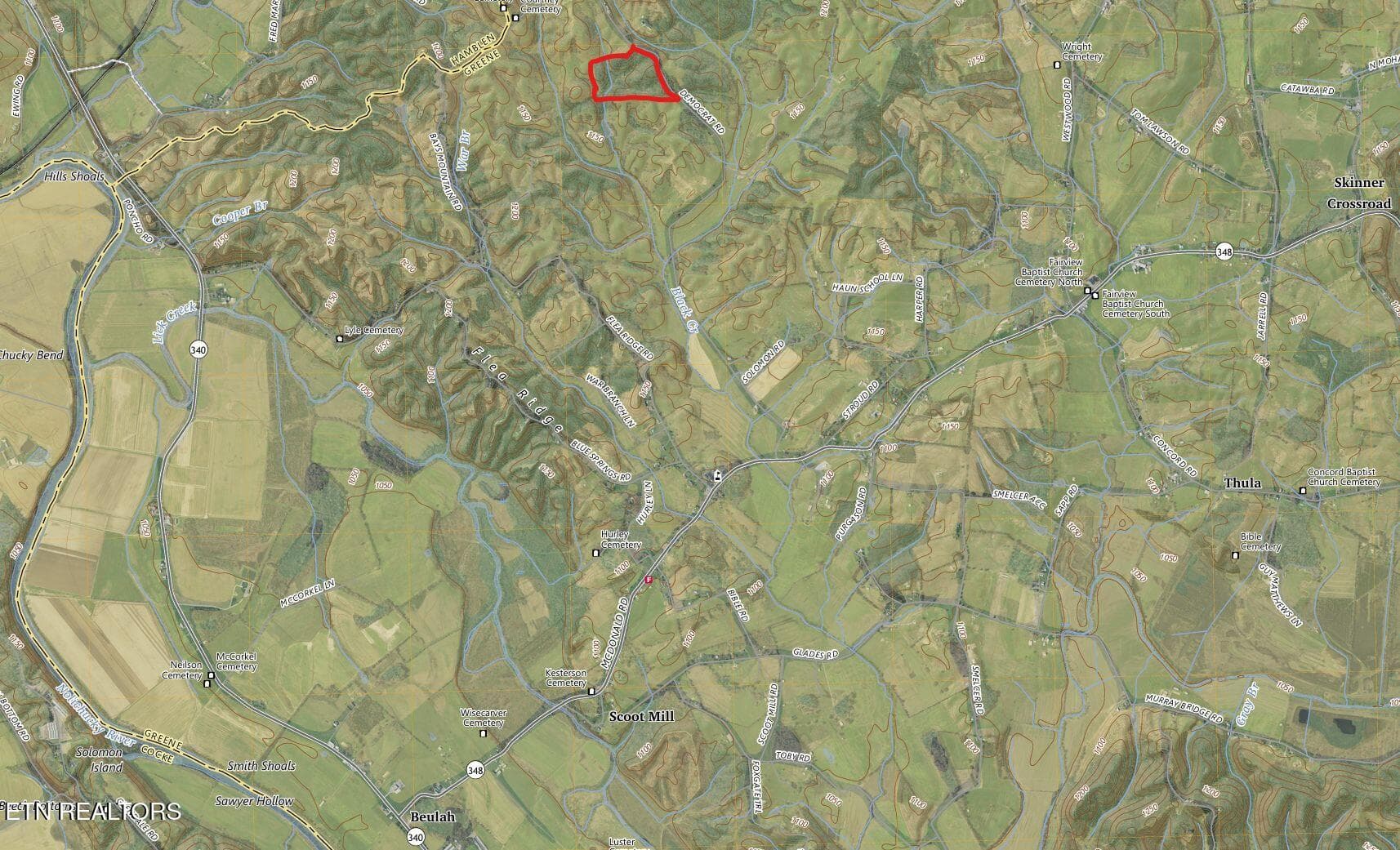 Topo Map Highlighted - tbd Democrat Rd, Mohawk, TN 37810