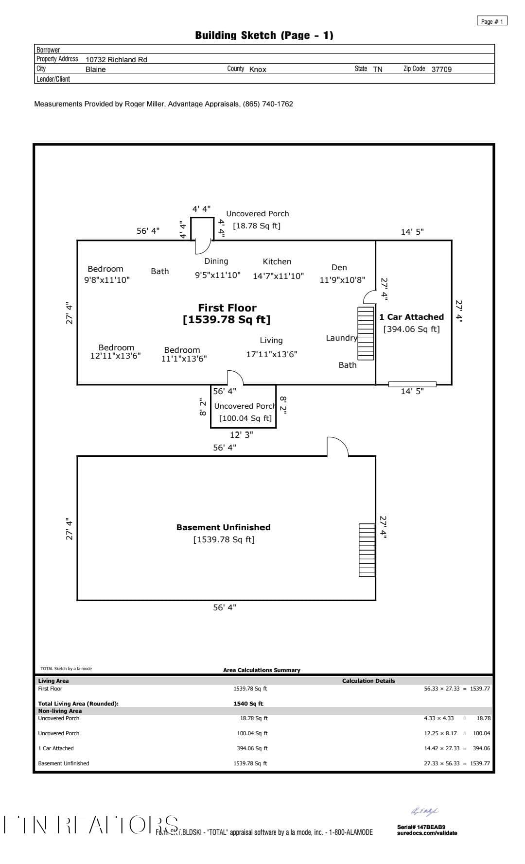10732 Richland Rd - Sketch- House - 10732 Richland +13 Acres Rd, Mascot, TN 37806
