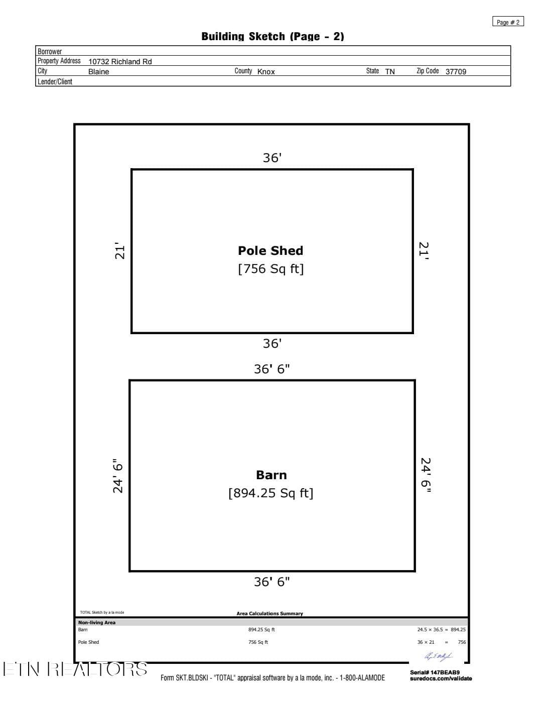 Pole Barn Sketch - 10732 Richland +13 Acres Rd, Mascot, TN 37806