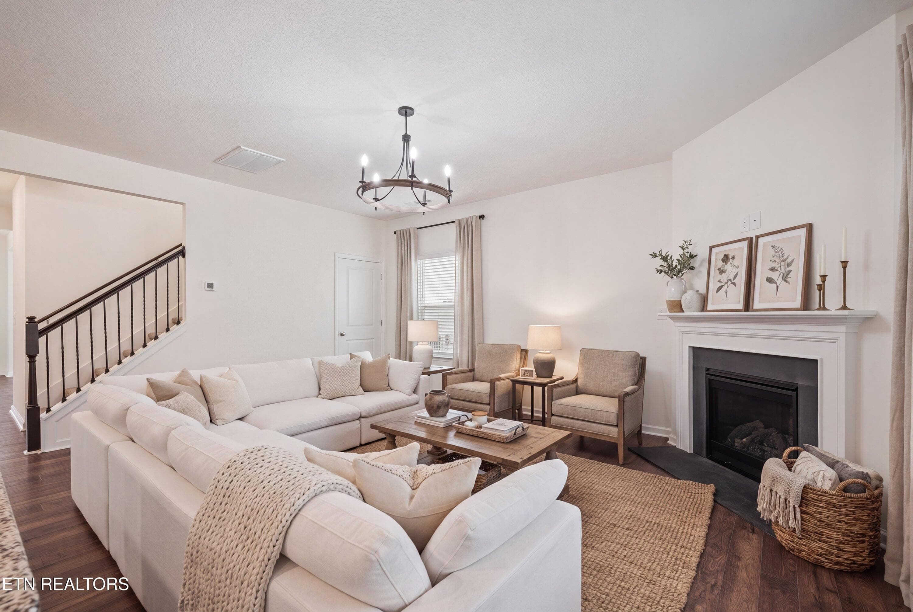 Virtually Staged Living Room - 6341 Night Time Drive, Knoxville, TN 37931, Knoxville