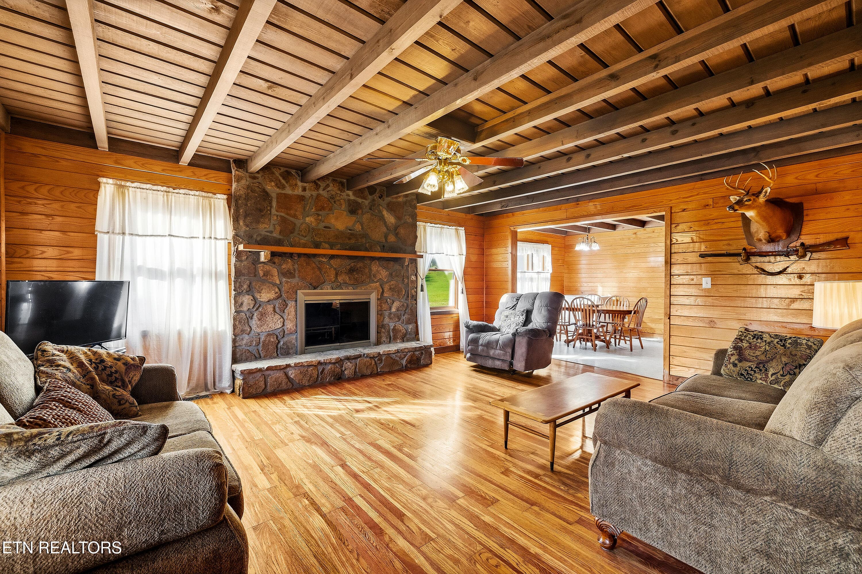 Living Room and Stone Fireplace - 2460 Northern Rd, New Market, TN 37820, New Market