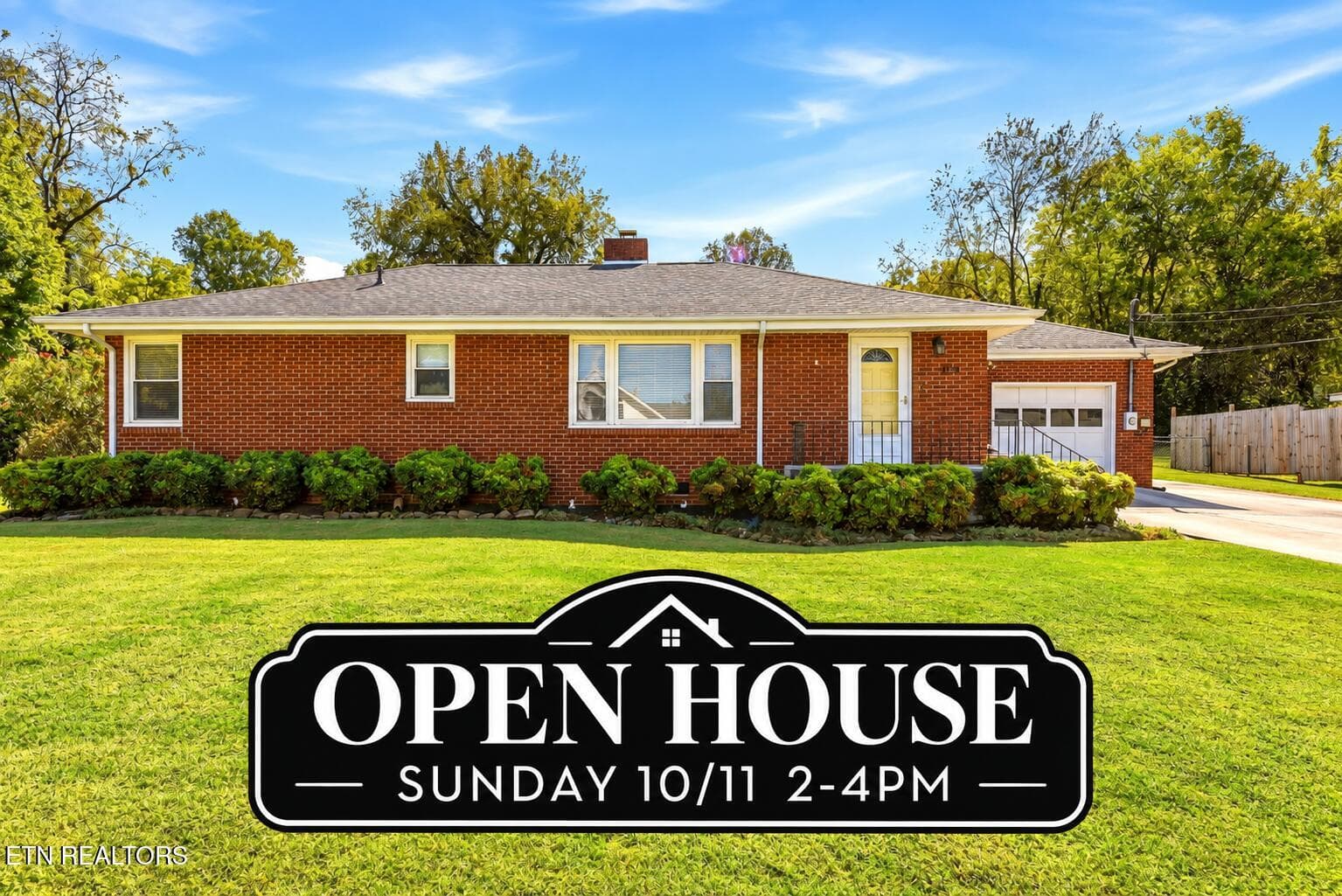 Brick Ranch Open House Sign - 1154 Mayflower Rd, Kingston, TN 37763