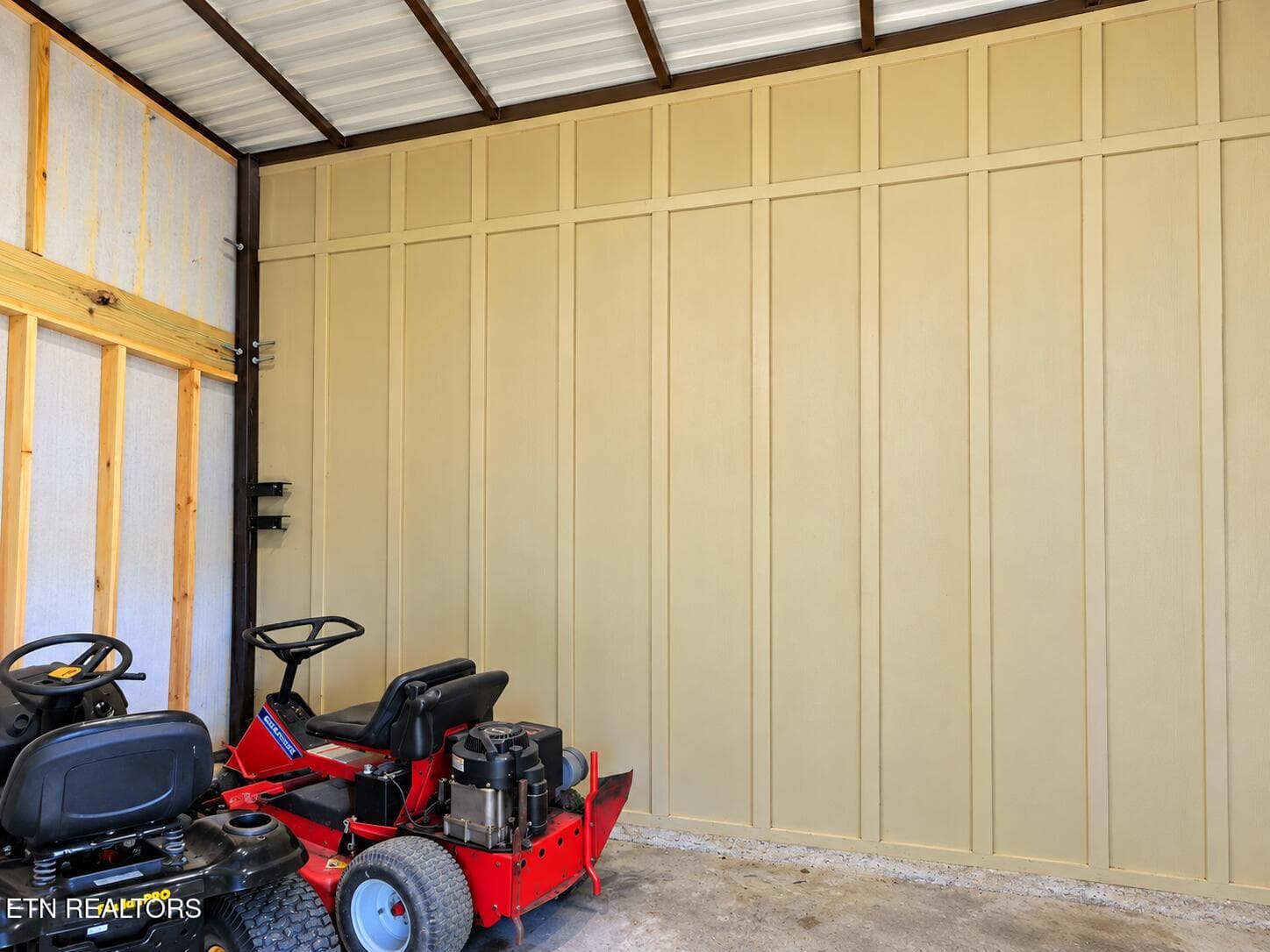 Beige Workshop with Riding Mowers - 3434 Kenilworth Lane, Knoxville, TN 37917, Knoxville