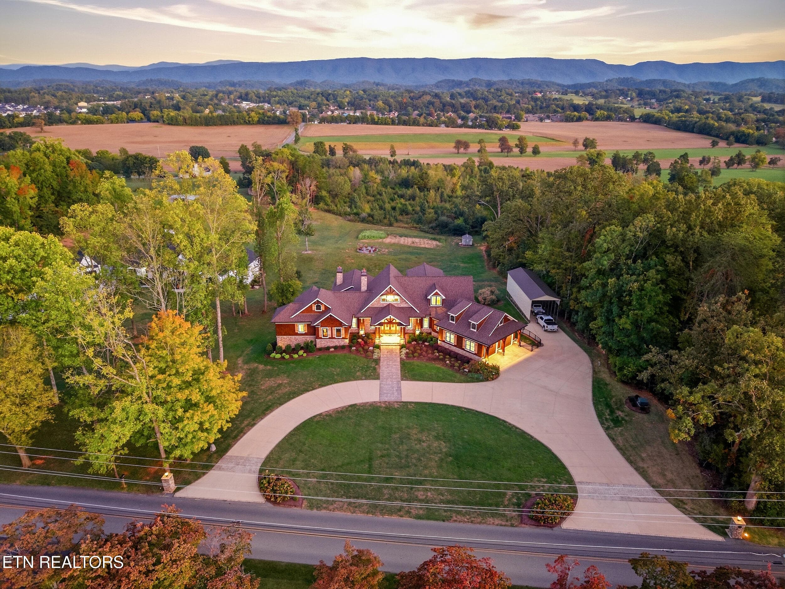 Front Aerial at Twilight - 2032 Cochran Rd, Maryville, TN 37803