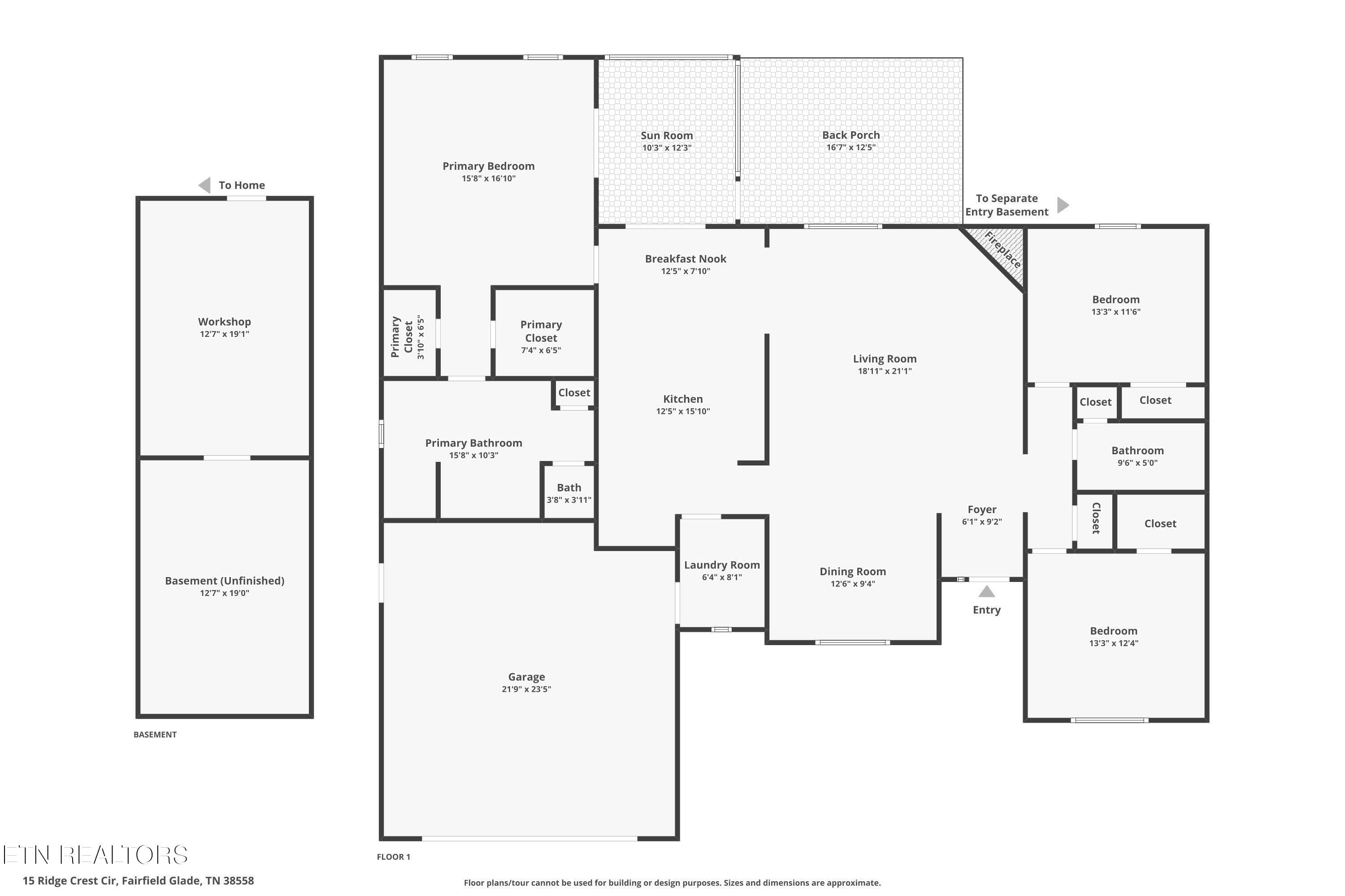 Floorplan Both Levels - 15 Ridge Crest Circle, Crossville, TN 38558, Crossville