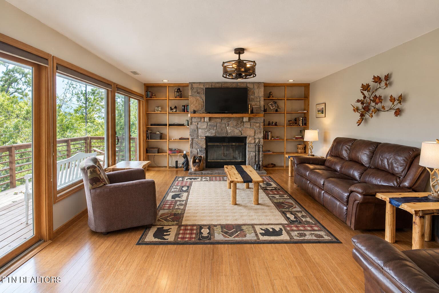 bright_rustic_lodge_living_room - 504 Matterhorn Drive, Gatlinburg, TN 37738, Gatlinburg