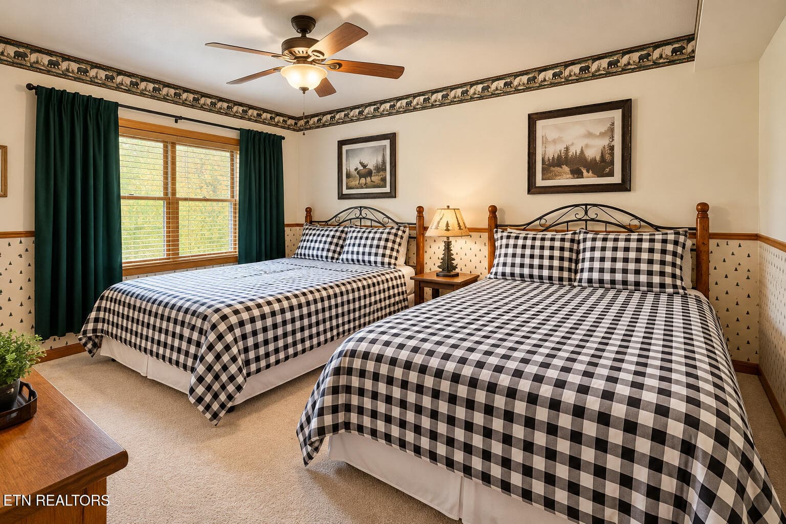 rustic_cabin_bedroom_with_twin_gingham_b - 504 Matterhorn Drive, Gatlinburg, TN 37738, Gatlinburg