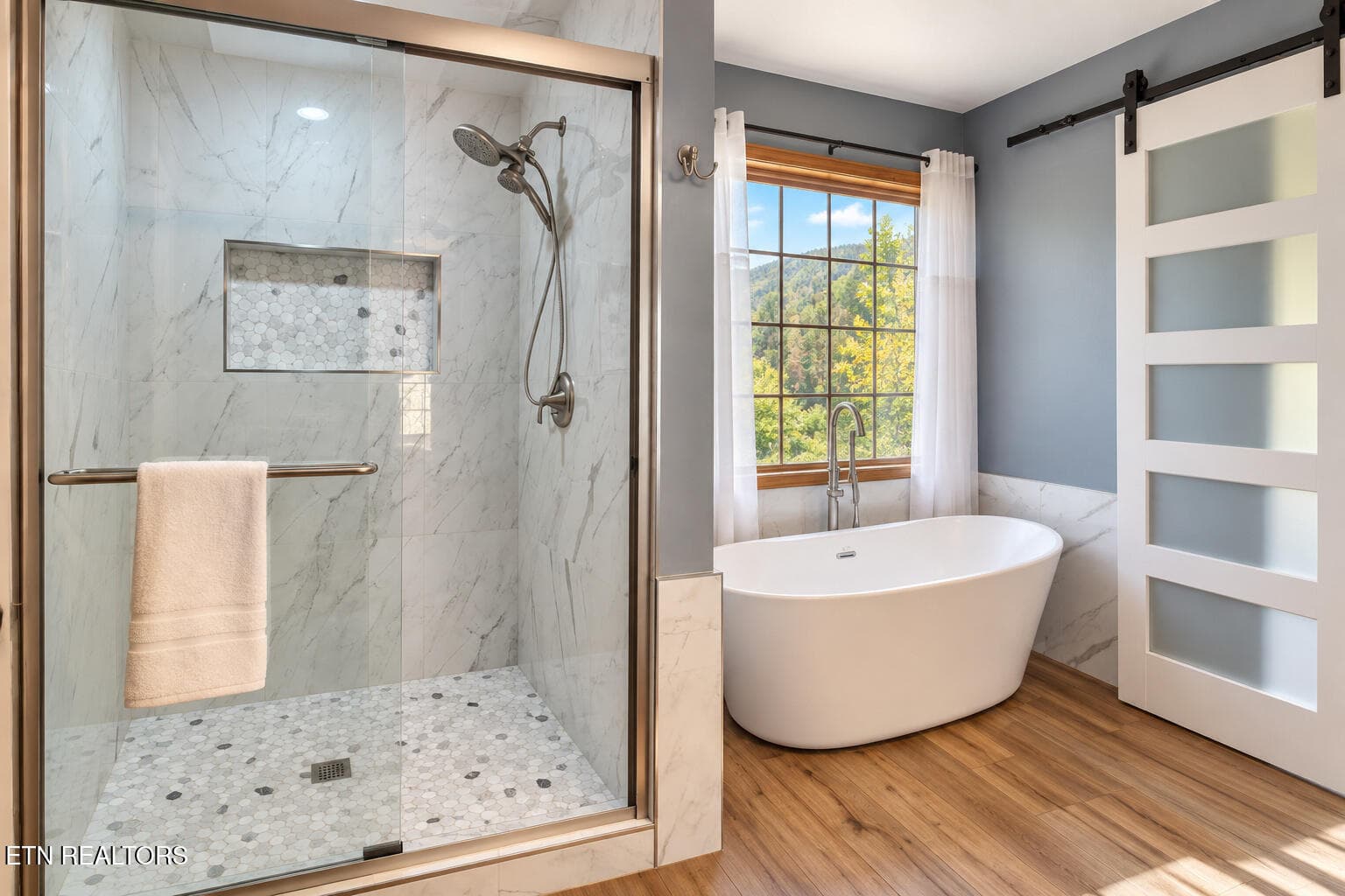 serene_blue_gray_farmhouse_bathroom - 504 Matterhorn Drive, Gatlinburg, TN 37738, Gatlinburg