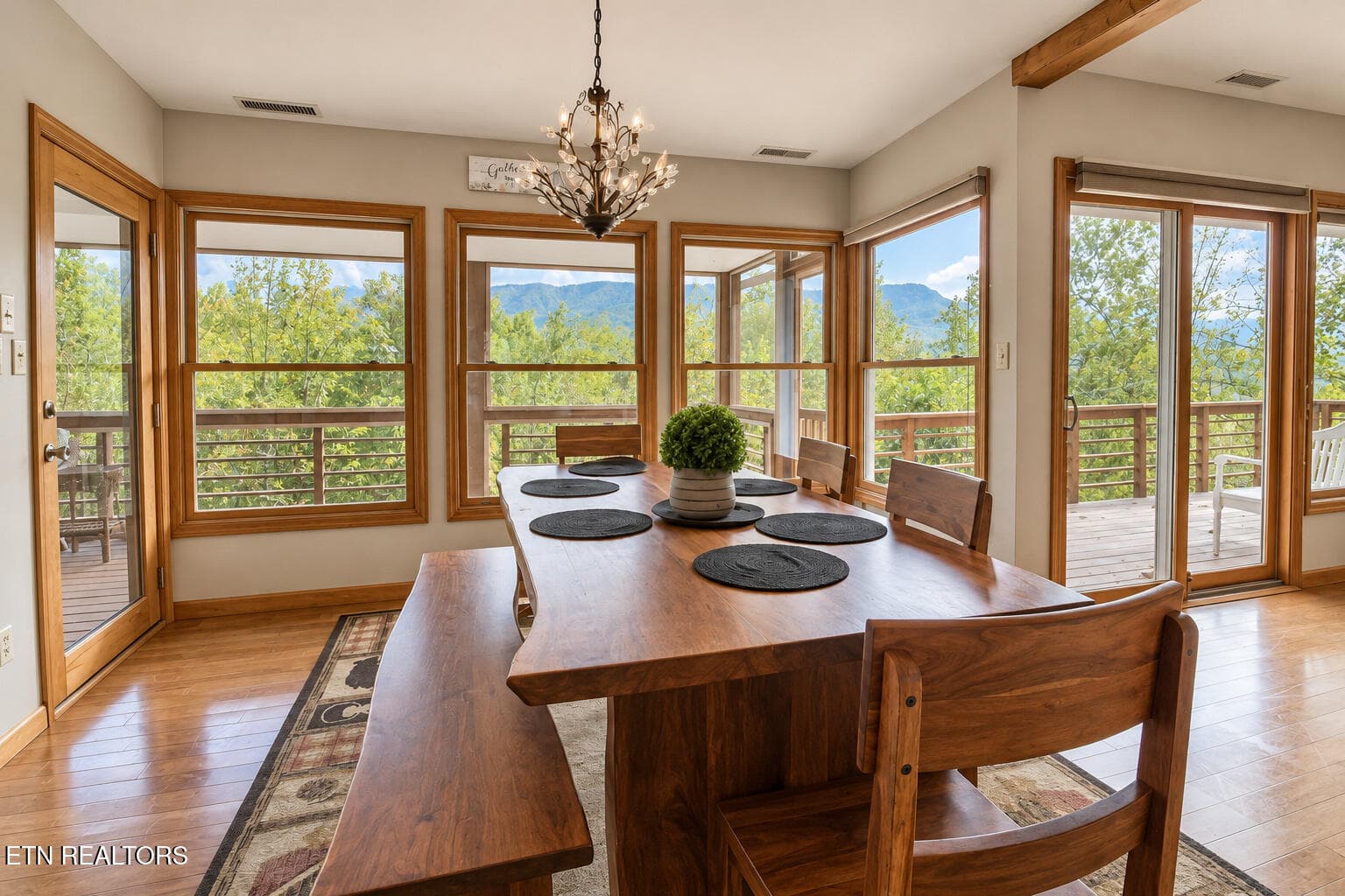 sunlit_rustic_dining_room_with_mountain_ - 504 Matterhorn Drive, Gatlinburg, TN 37738, Gatlinburg
