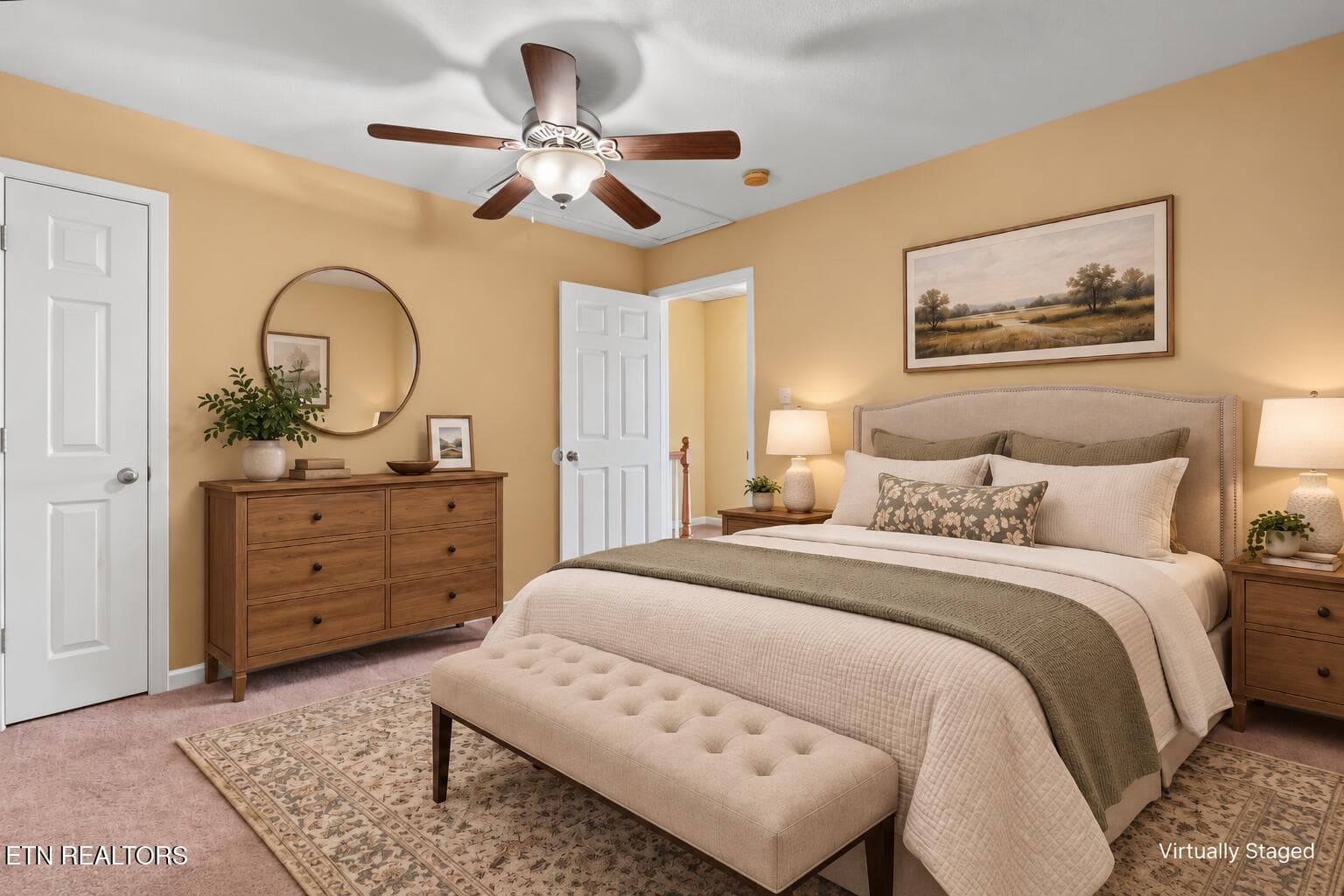 Warm Beige Traditionally Staged Bedroom - 827 Blue Spruce Way, Knoxville, TN 37912