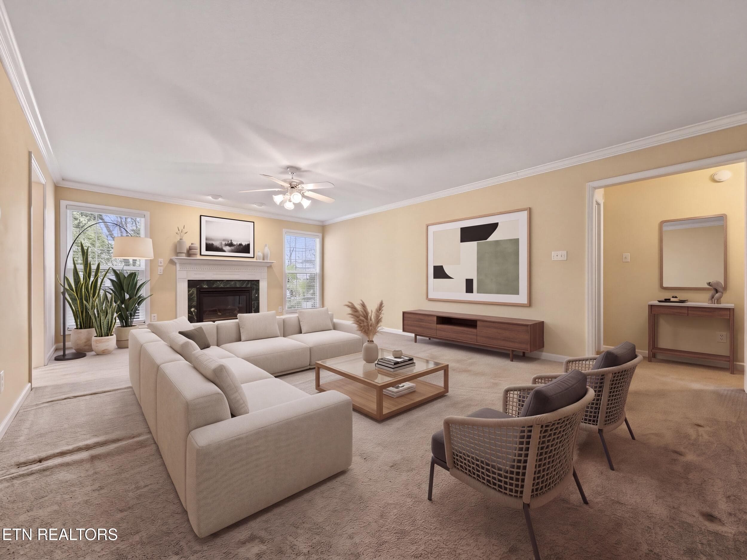 11_Virtual staged - living room - 13006 Lady Slipper Lane, Knoxville, TN 37934, Knoxville