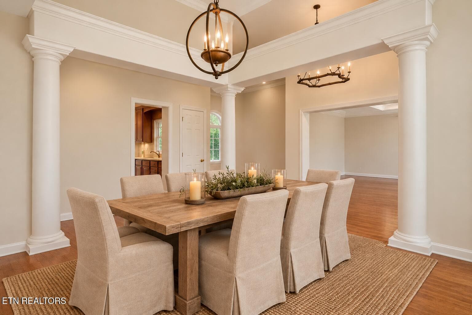 Elegant Rustic Dining Room with Candleli - 267 Paradise Lane, Jacksboro, TN 37757