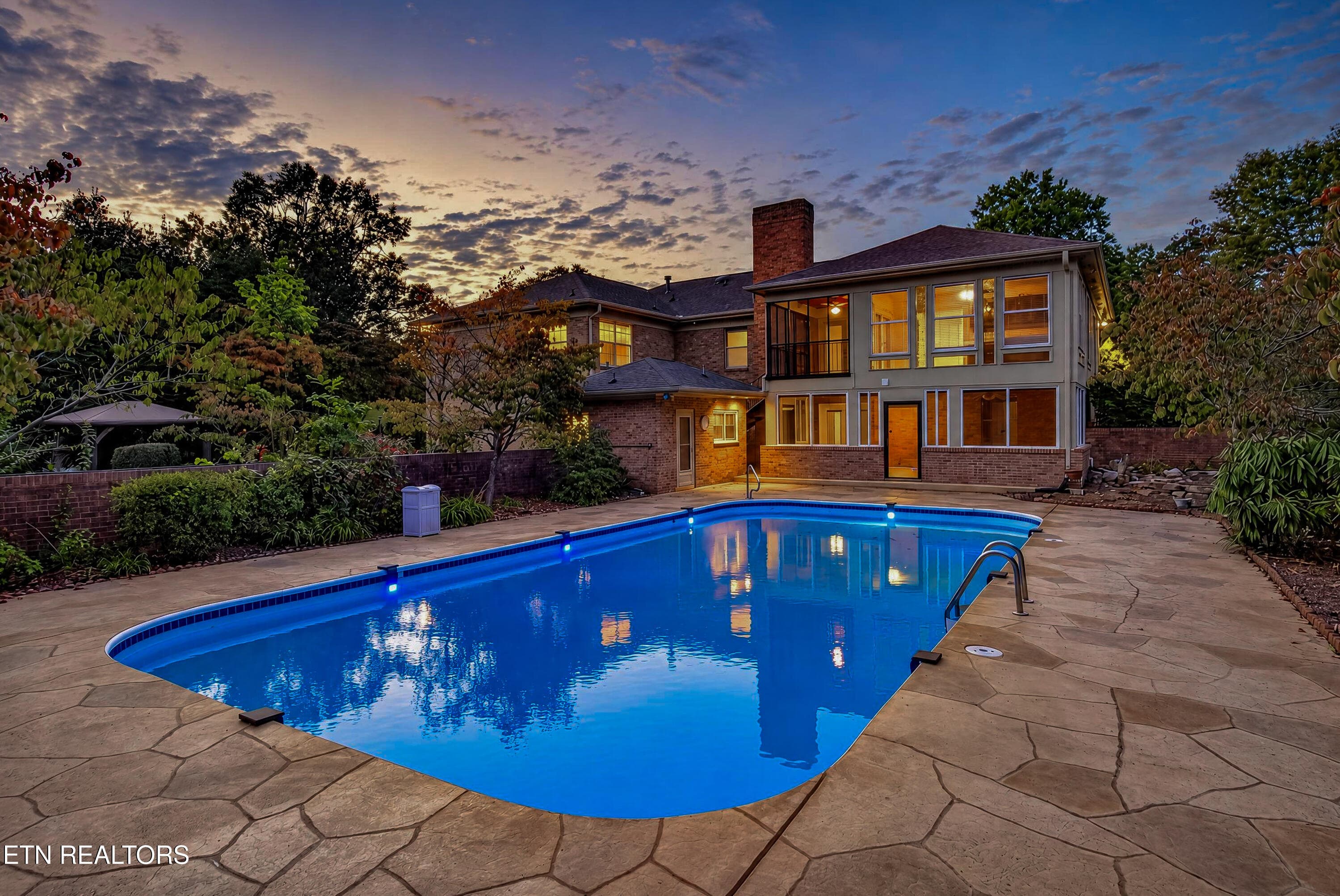In-ground Pool Night View - 5504 River Point Cove Rd, Knoxville, TN 37919