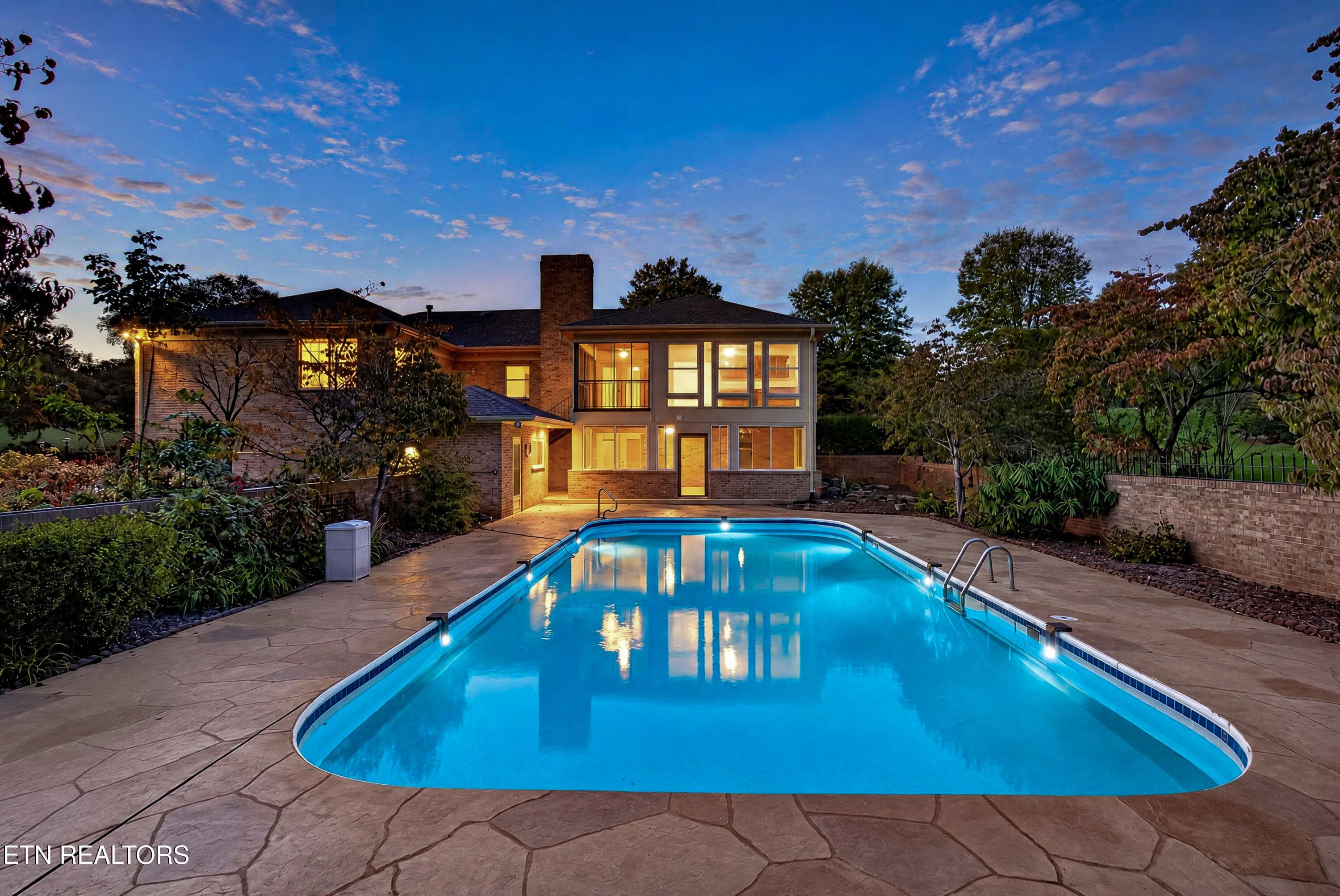 In-ground Pool Night View - 5504 River Point Cove Rd, Knoxville, TN 37919