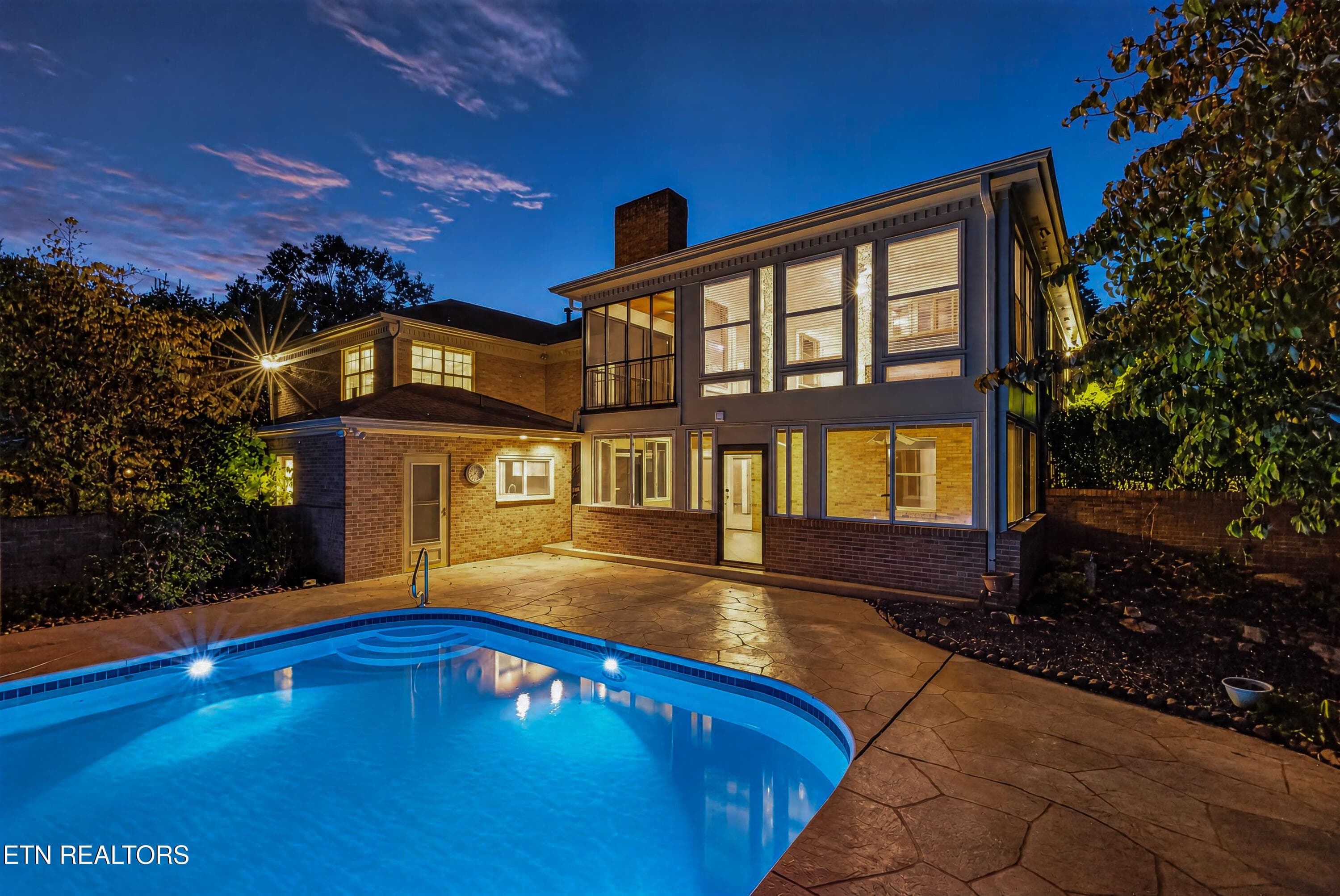 In-ground Pool Night View - 5504 River Point Cove Rd, Knoxville, TN 37919
