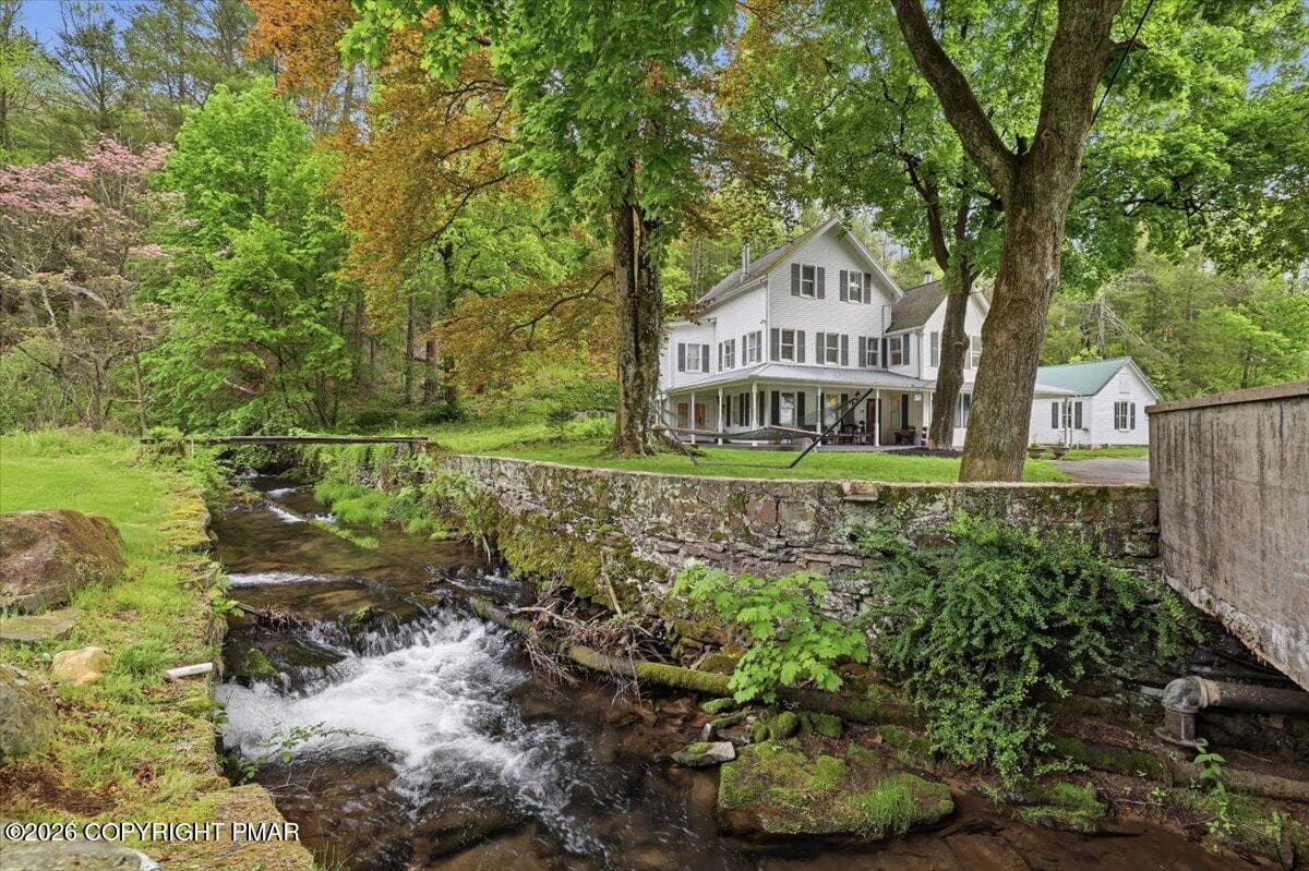 Long-shot of house, stream and bridge - 3585 Fairyland Road, Lehighton, PA 18235, Lehighton