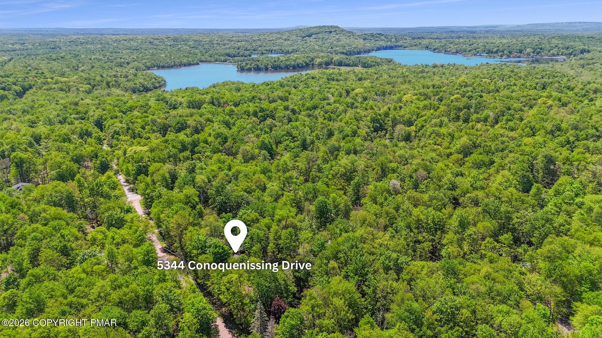 Aerial View/Distance to Lake - 5344 Conoquenissing Drive, Pocono Lake, PA 18347, Pocono Lake