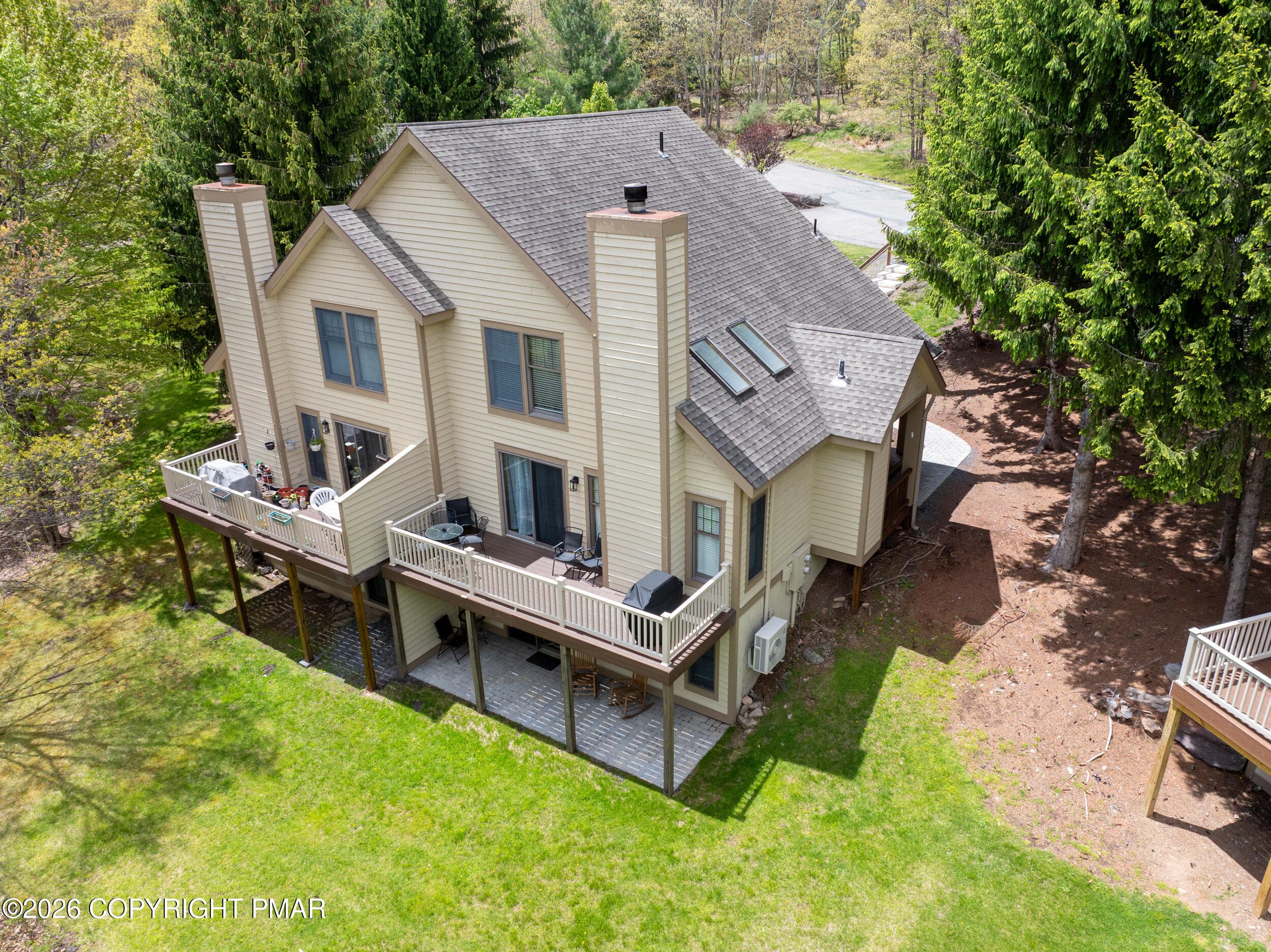 416-hickory-14-aerial-house-rear-deck - 416 Hickory Drive, Tannersville, PA 18372, Tannersville