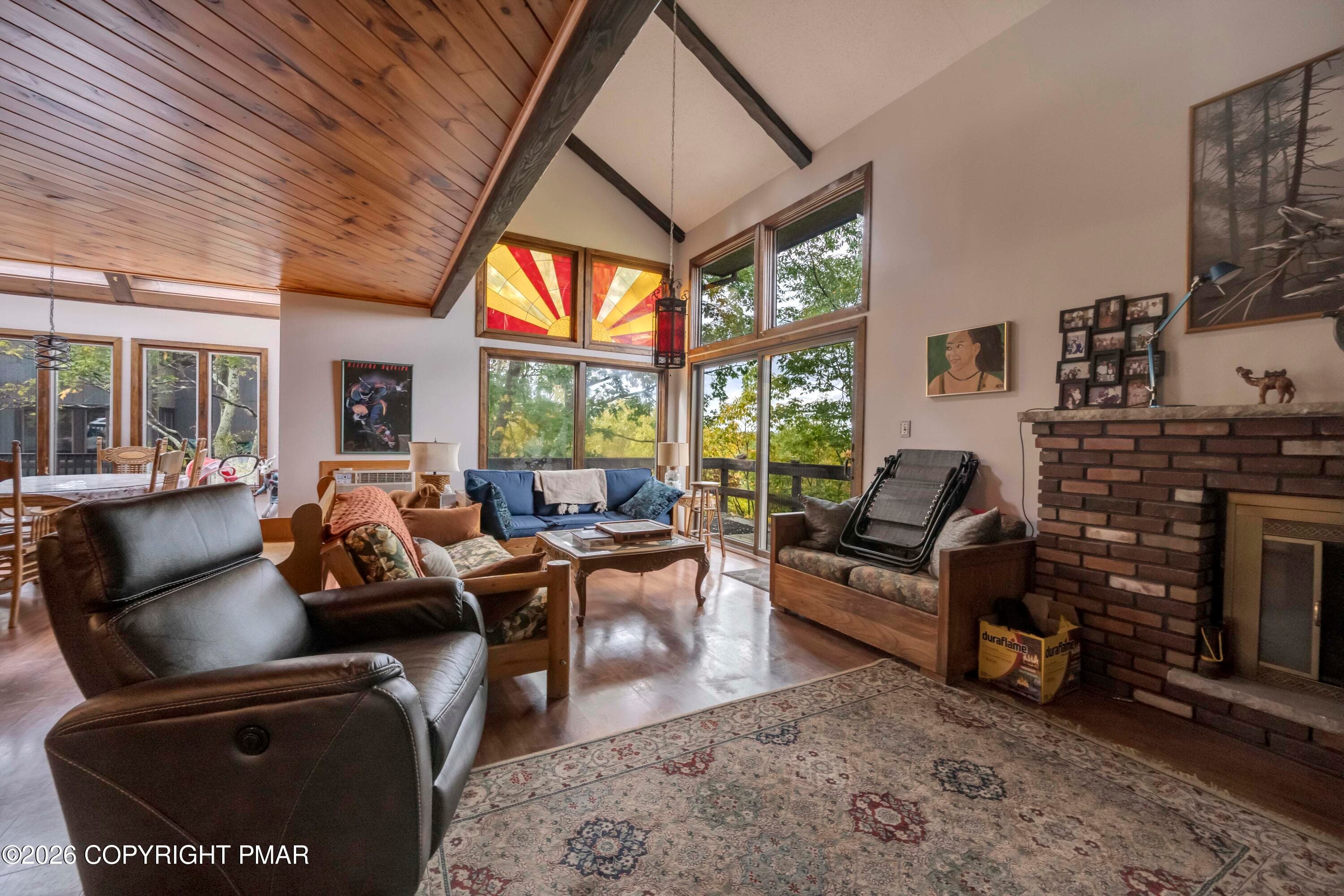 living room with FP and windows - 262 Overlook Way, Tannersville, PA 18372, Tannersville