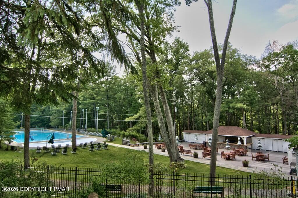 Pool and pool dining - 109 Creekside Road, Buck Hill Falls, PA 18323, Buck Hill Falls