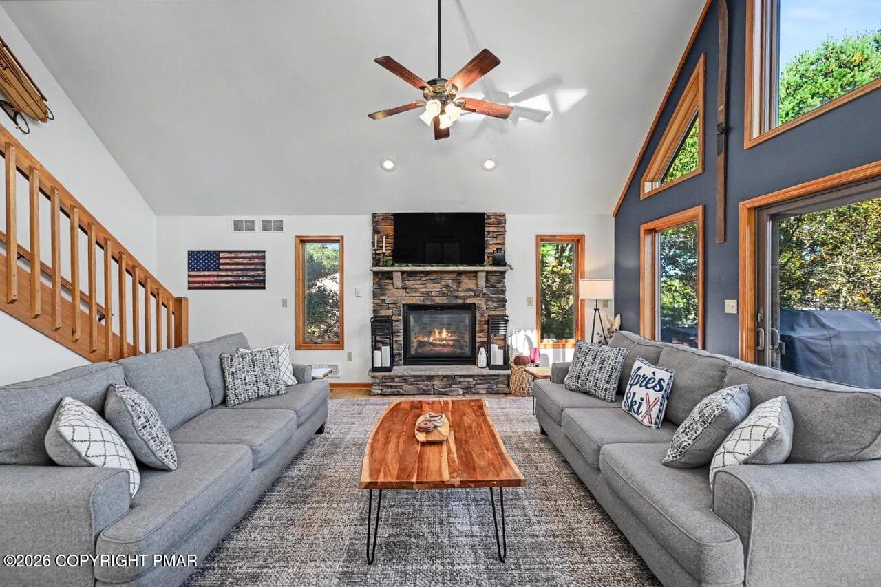 Stone Fireplace - 101 Tennyson Circle, Albrightsville, PA 18210, Albrightsville