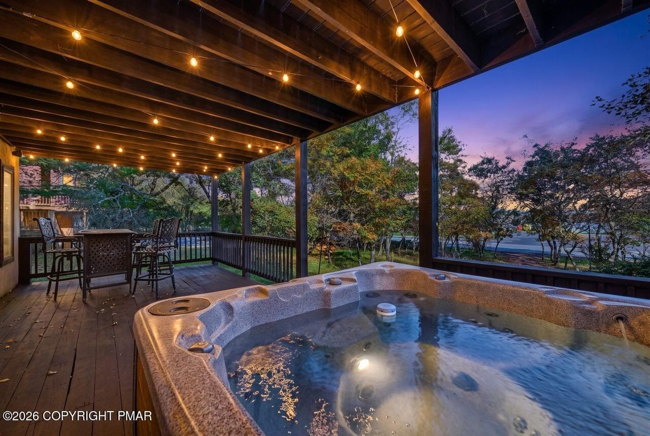 Night in the Hot Tub - 101 Tennyson Circle, Albrightsville, PA 18210, Albrightsville