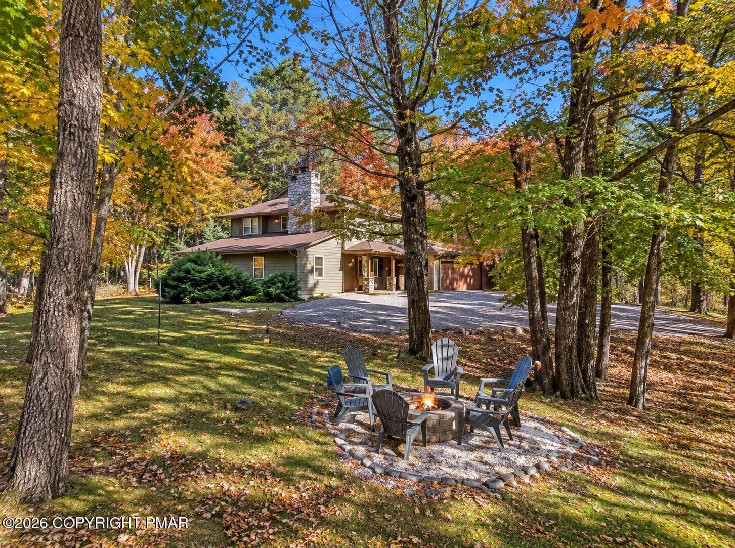 Autumn Woodland House and Firepit (1) - 111 Country Court, Long Pond, PA 18334, Long Pond