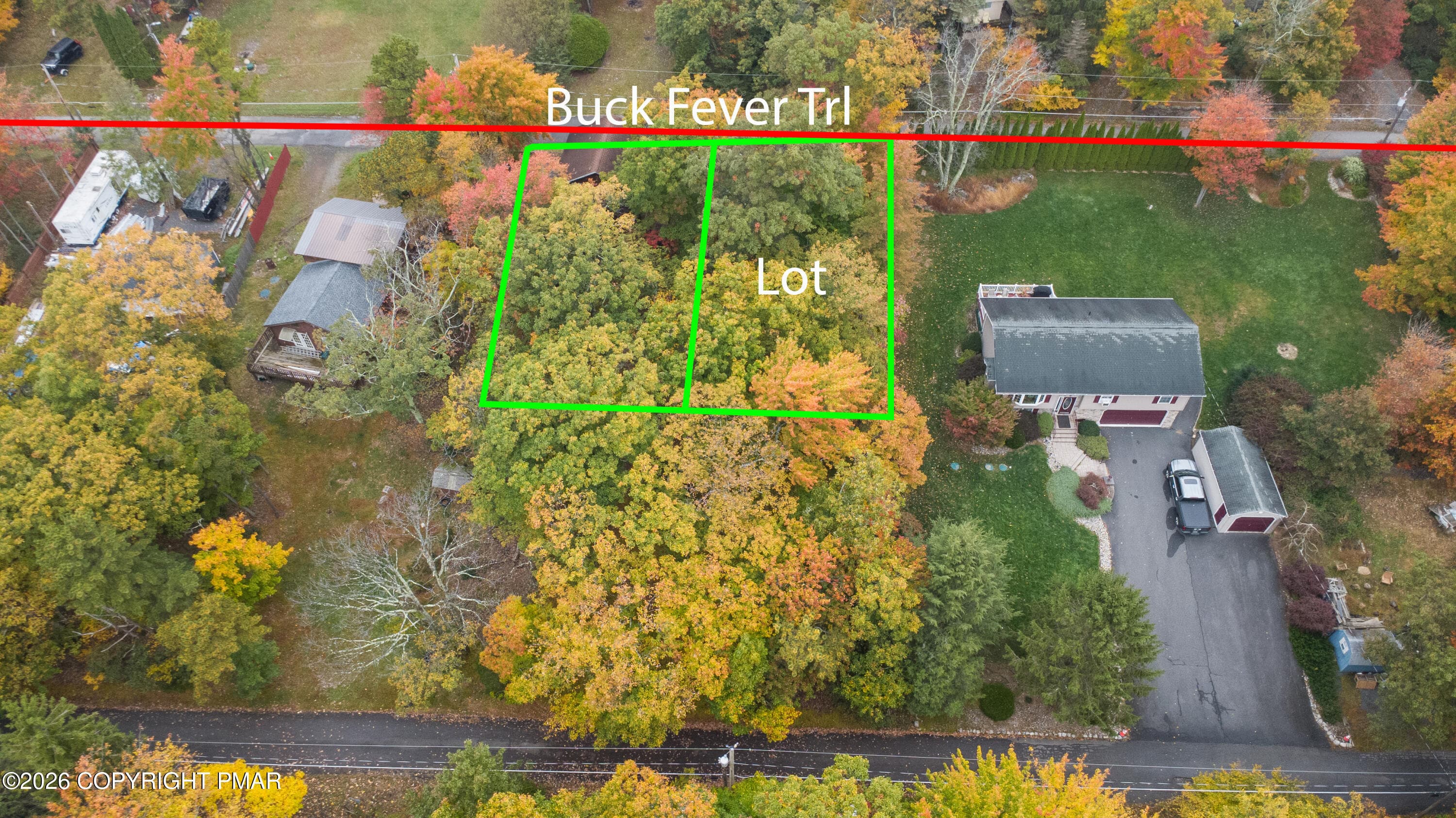 046-Lot-Boundary-Reverse-Aerial - 134 Buck Fever Trail, Scotrun, PA 18355, Scotrun