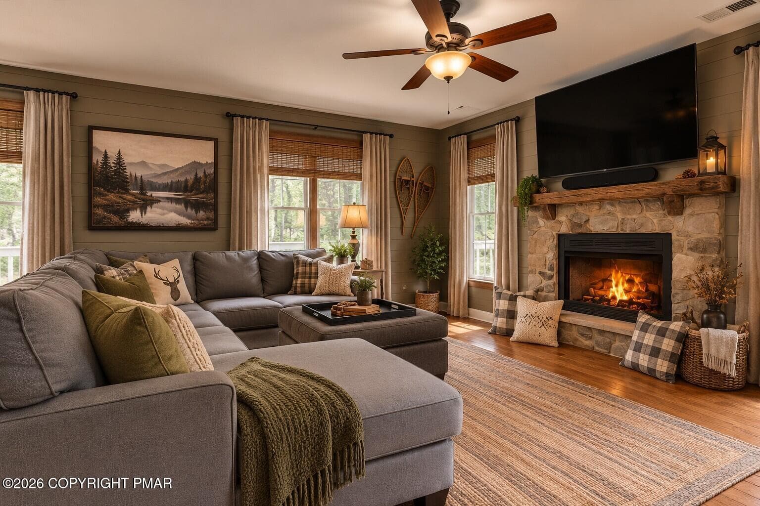 Virt. Staged Walls, Drapes, Art, Pillows - 122 Tamarack Trail, Pocono Summit, PA 18346
