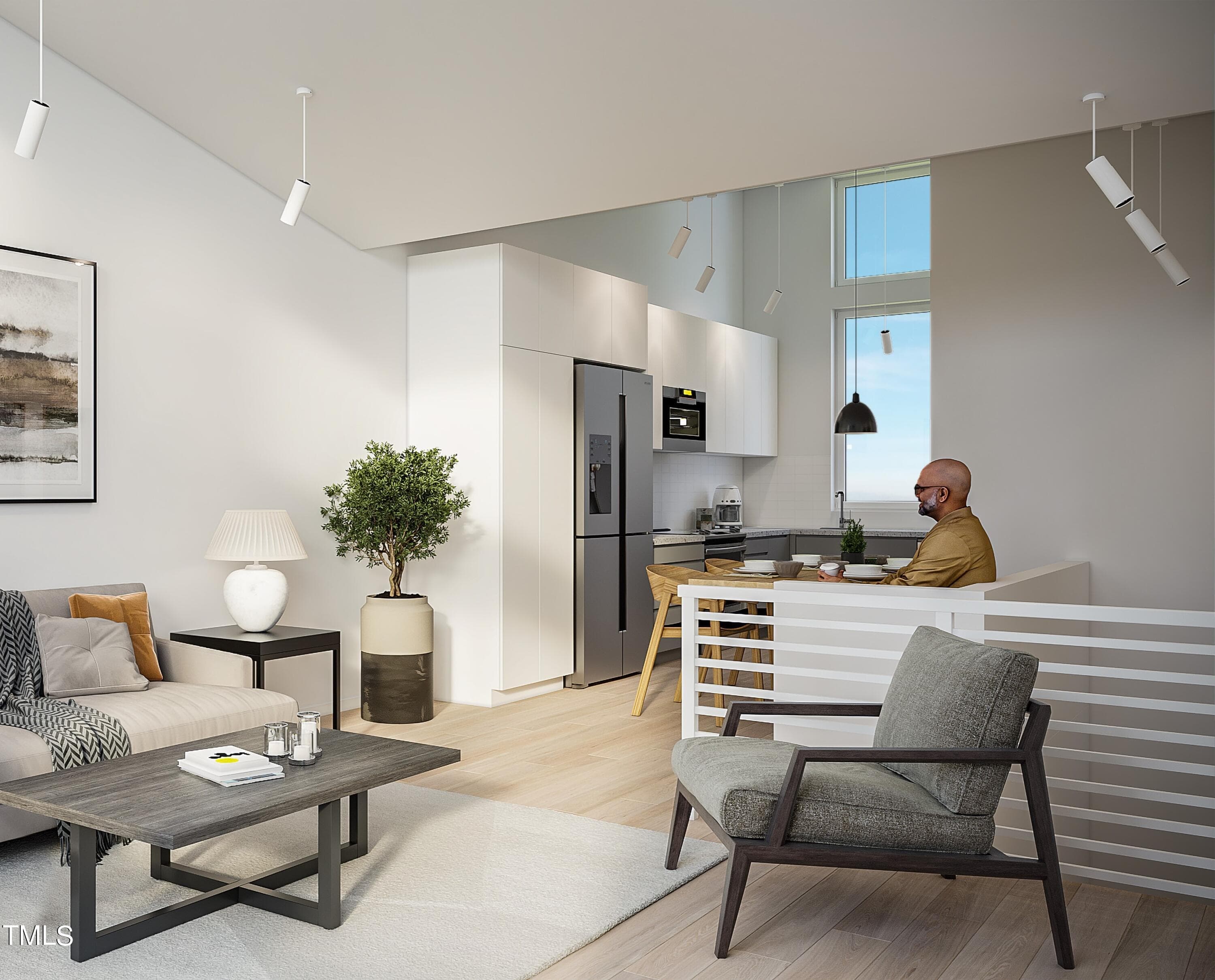Living room toward dining and kitchen - 106 Broadway Street 207, Durham, NC 27701, Durham