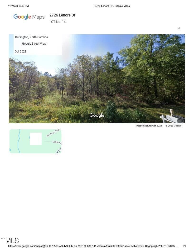 2726 Lenore Dr - Google Maps_1 - Lots 11-14 Lenore Drive, Burlington, NC 27217