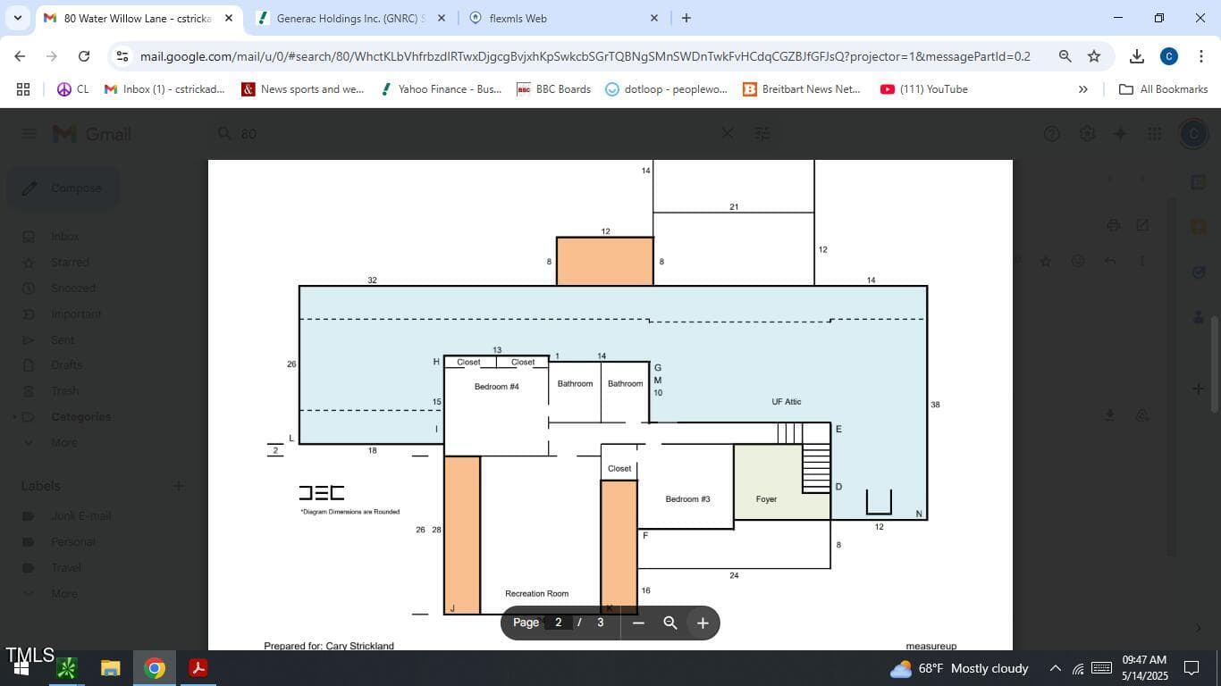 Floorplan 2nd floor - 115 Water Willow Lane, Zebulon, NC 27597
