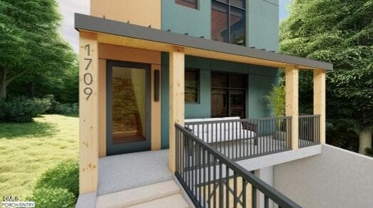 Exterior Rendering 10 - Porch Entry - 1709 Evergreen Avenue, Raleigh, NC 27603, Raleigh