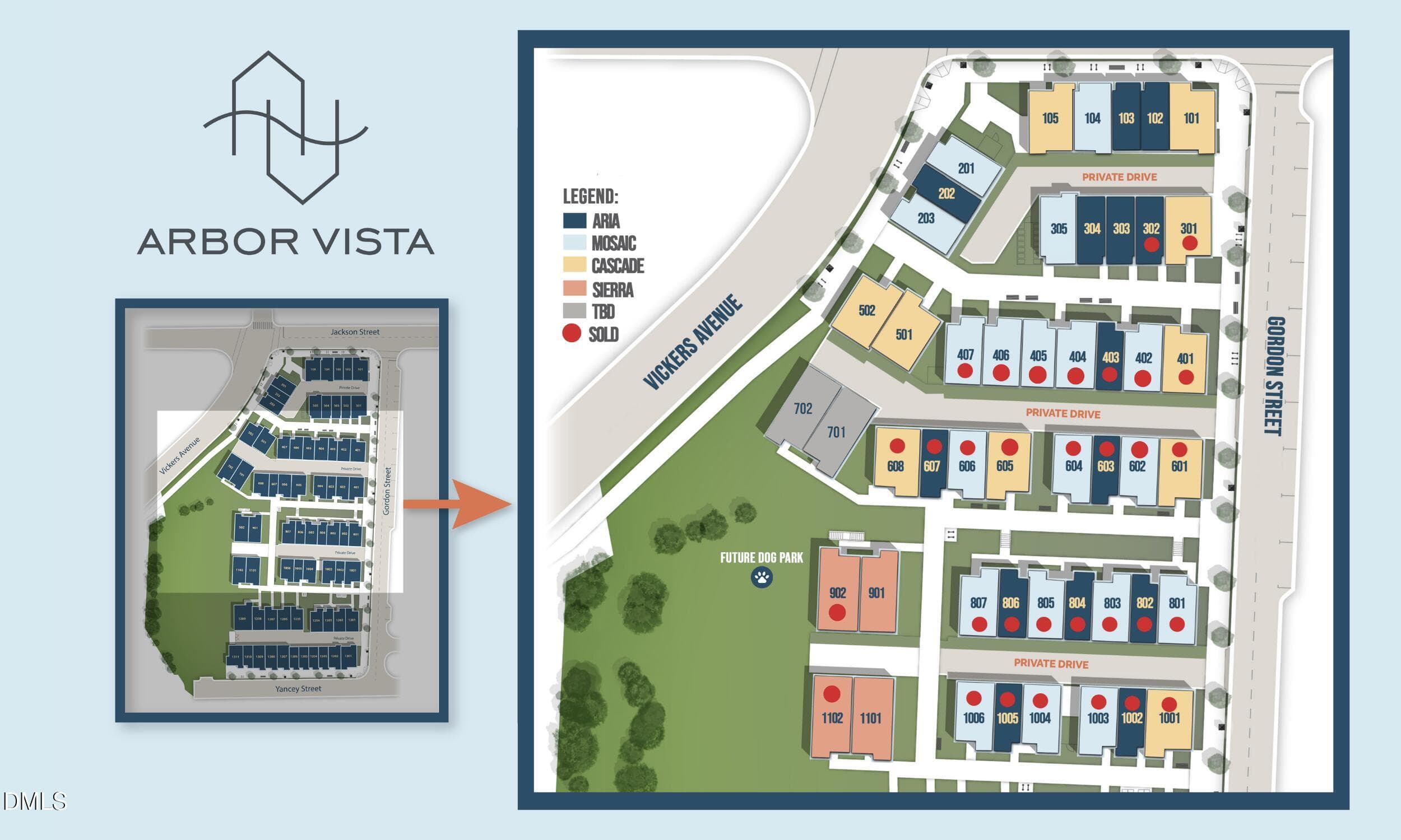 Arbor Vista Site Map - Zoomed In Map- De - 512 Gordon Street 305, Durham, NC 27701, Durham