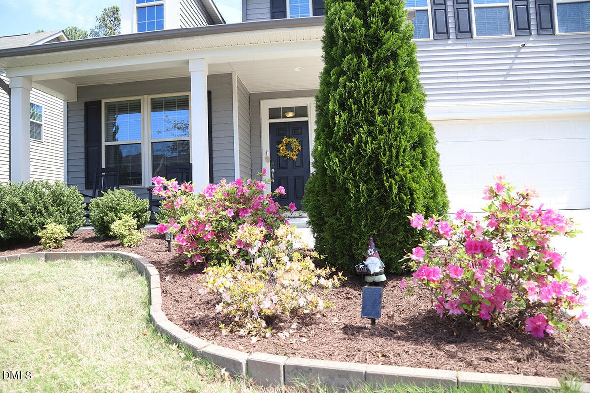 Front Porch with Flower Bed - 2909 Long Meadow Lane, Durham, NC 27703, Durham