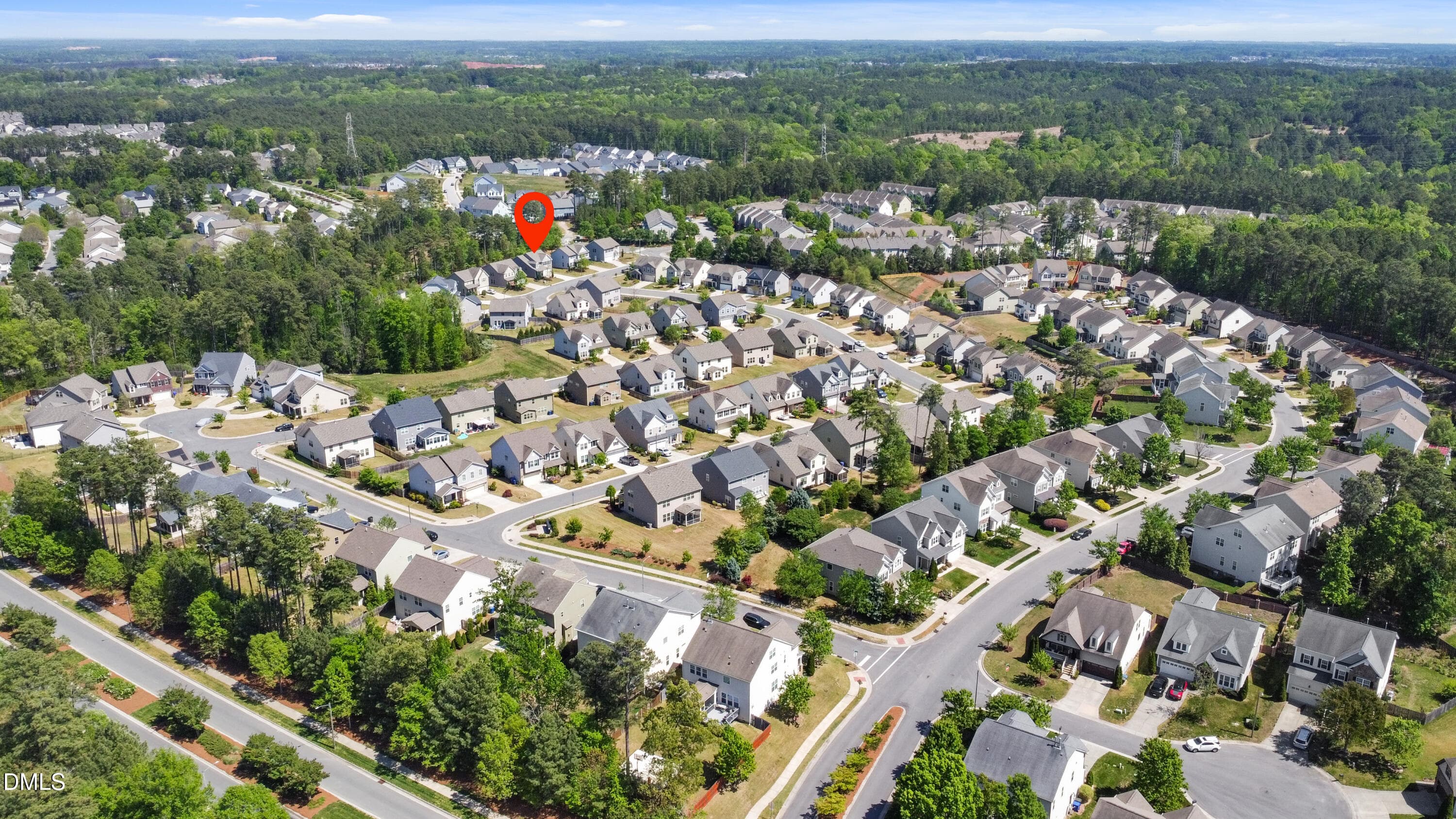 Aerial of House in Neighborhood - 2909 Long Meadow Lane, Durham, NC 27703, Durham