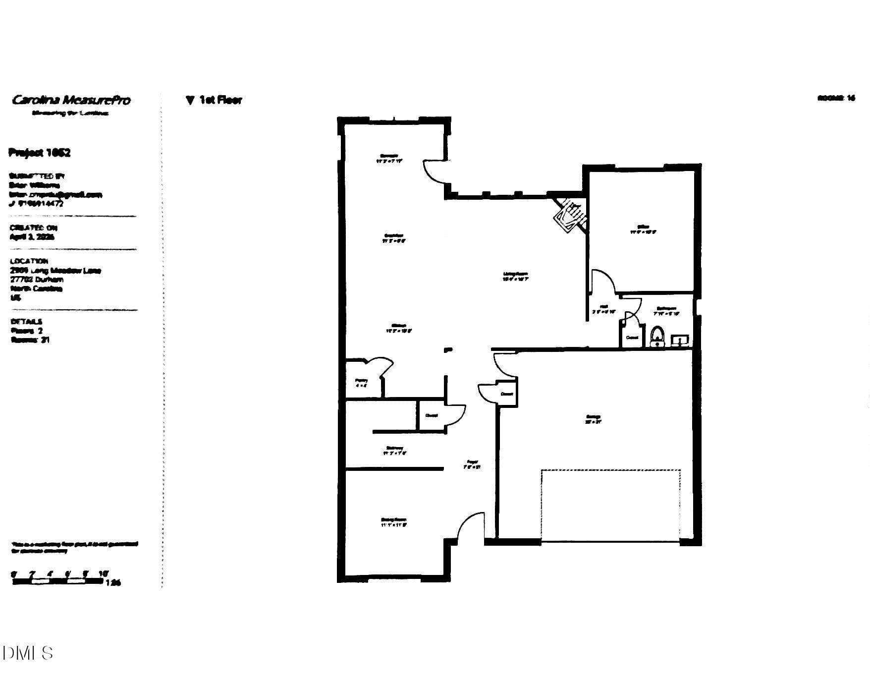 2909 Long Meadow 1st Floor Floor Plan - 2909 Long Meadow Lane, Durham, NC 27703, Durham