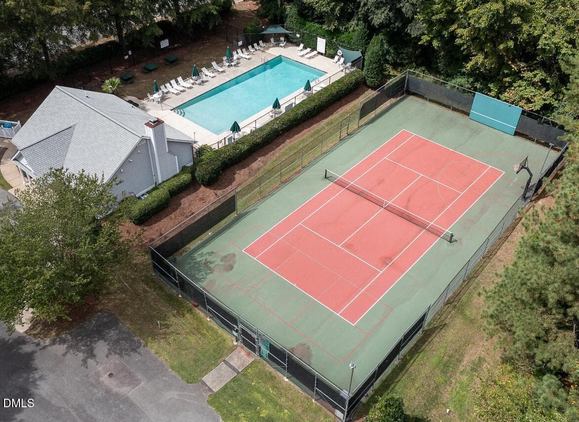 Aerial pool and tennis 3 - 6 Upton Court, Durham, NC 27713, Durham