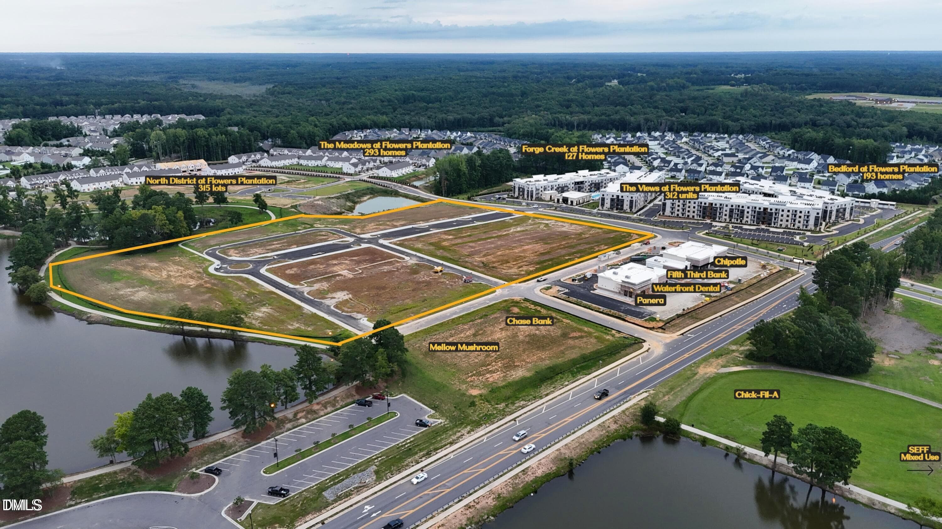 NE Flowers Waterfront aerial 2 - 136 N District Way, Clayton, NC 27527
