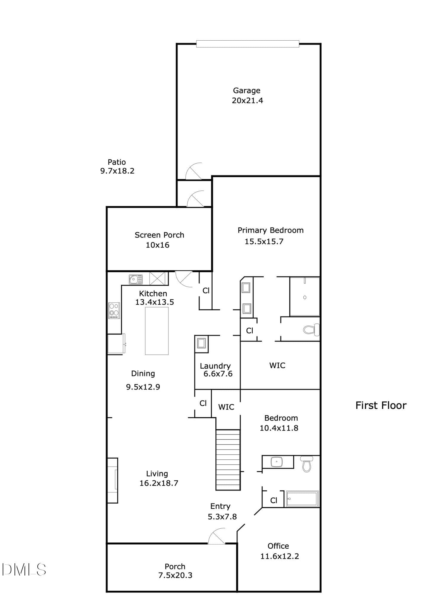 1st Floor Layout - 297 Beacon Ridge Boulevard, Chapel Hill, NC 27516, Chapel Hill