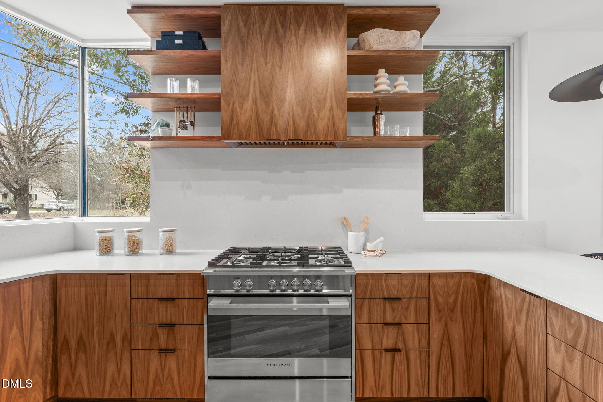 Open Shelving & Windows in Kitchen - 1302 Chamblee Hill Court, Raleigh, NC 27608, Raleigh