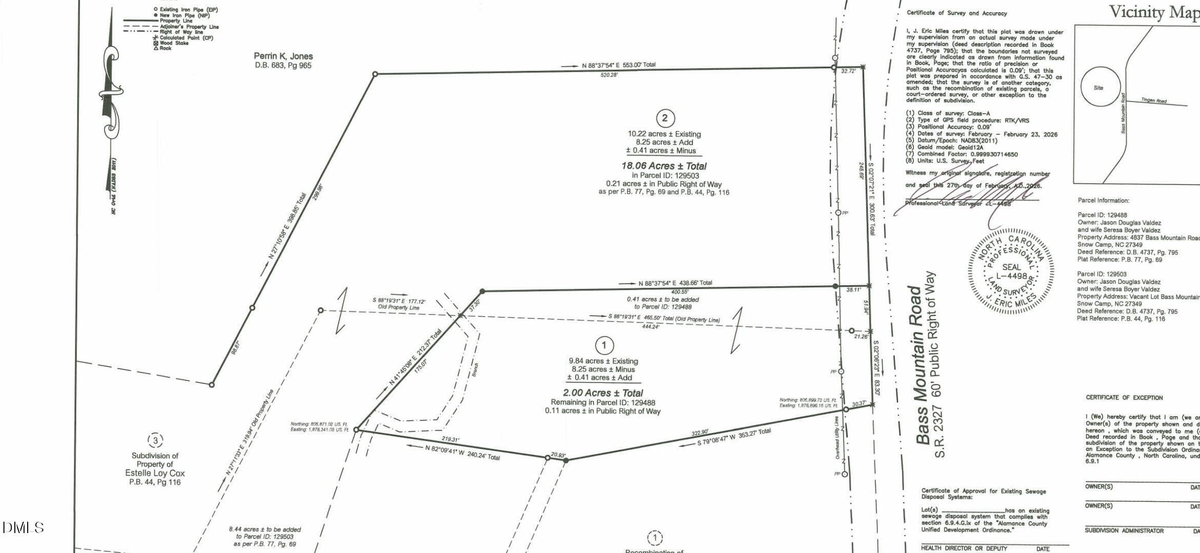 Bass Mountain 18.06 acres new plat map - 0 Bass Mountain, Snow Camp, NC 27349
