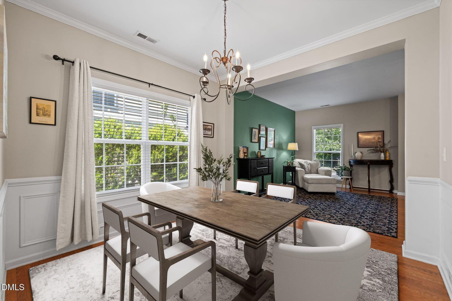 dining room from kitchen staged - 3632 Willow Stone Lane, Wake Forest, NC 27587