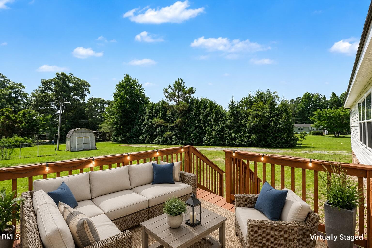 Back deck staged - 694 John Lee Road, Dunn, NC 28334