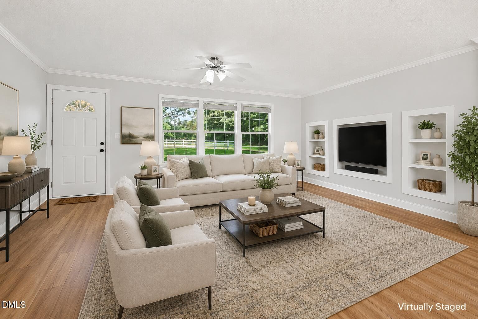 Livingroom staged - 694 John Lee Road, Dunn, NC 28334